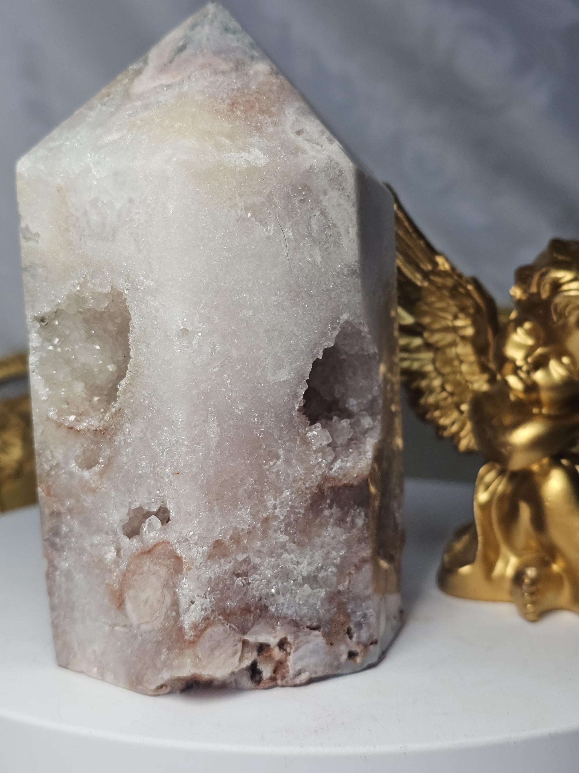 Brazilian Pink Amethyst Druzy Tower, Reiki Infused Crystal Gift