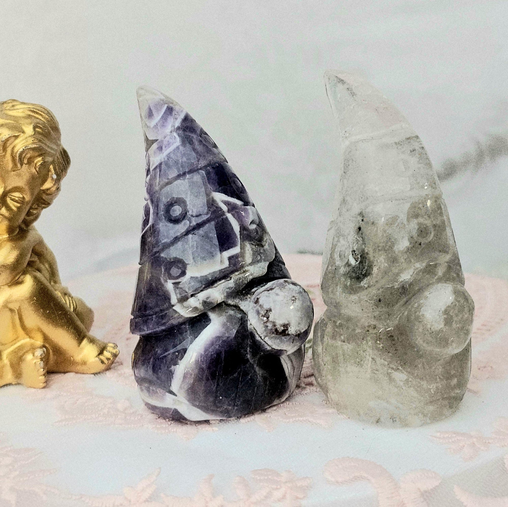 Lg Dream Amethyst or Garden Quartz Gnome, Gnomes, Crystal