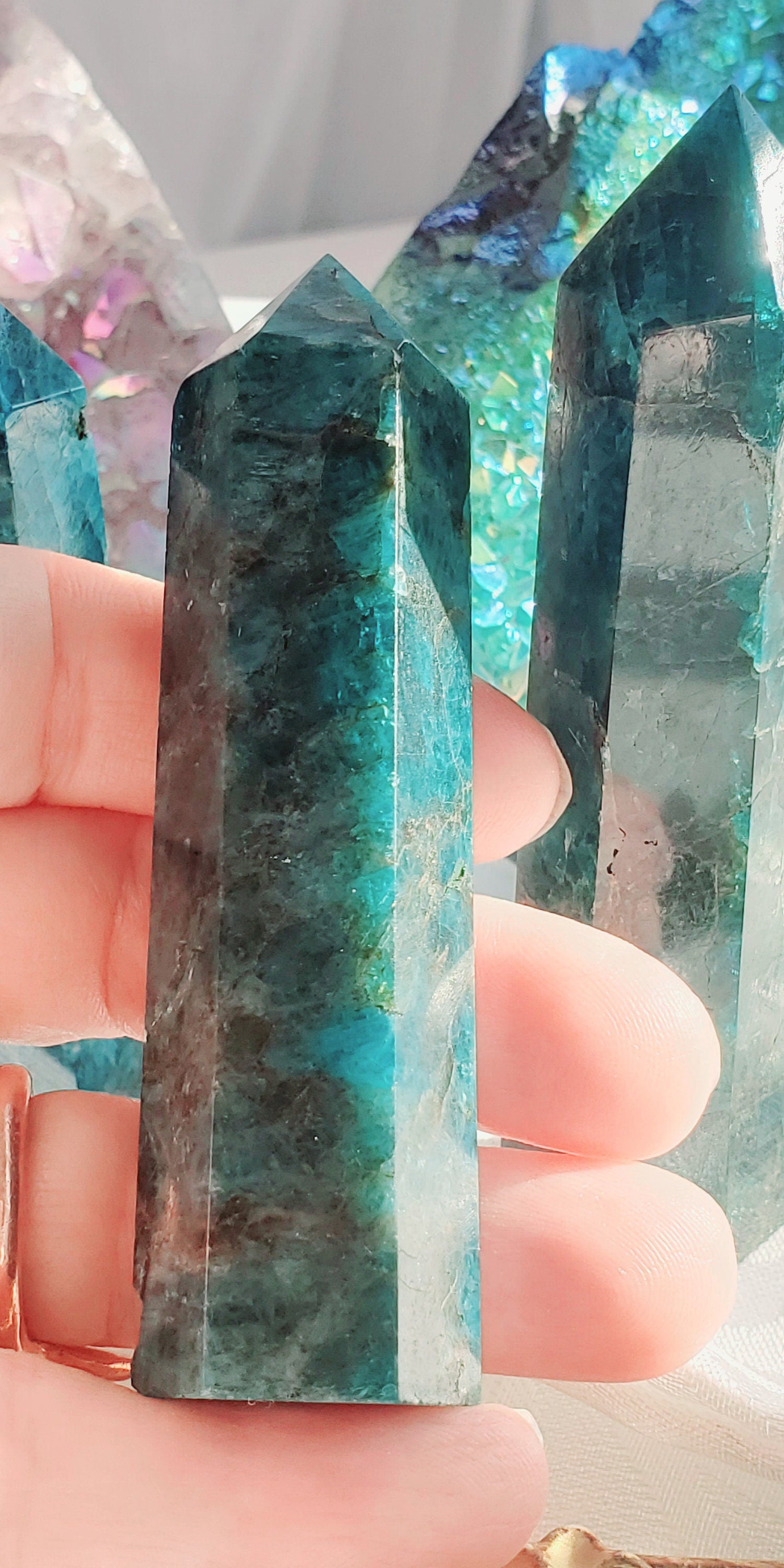 Apatite Gemstone Tower, Crystal Point, Healing Stone, Crystal Tower, Gift