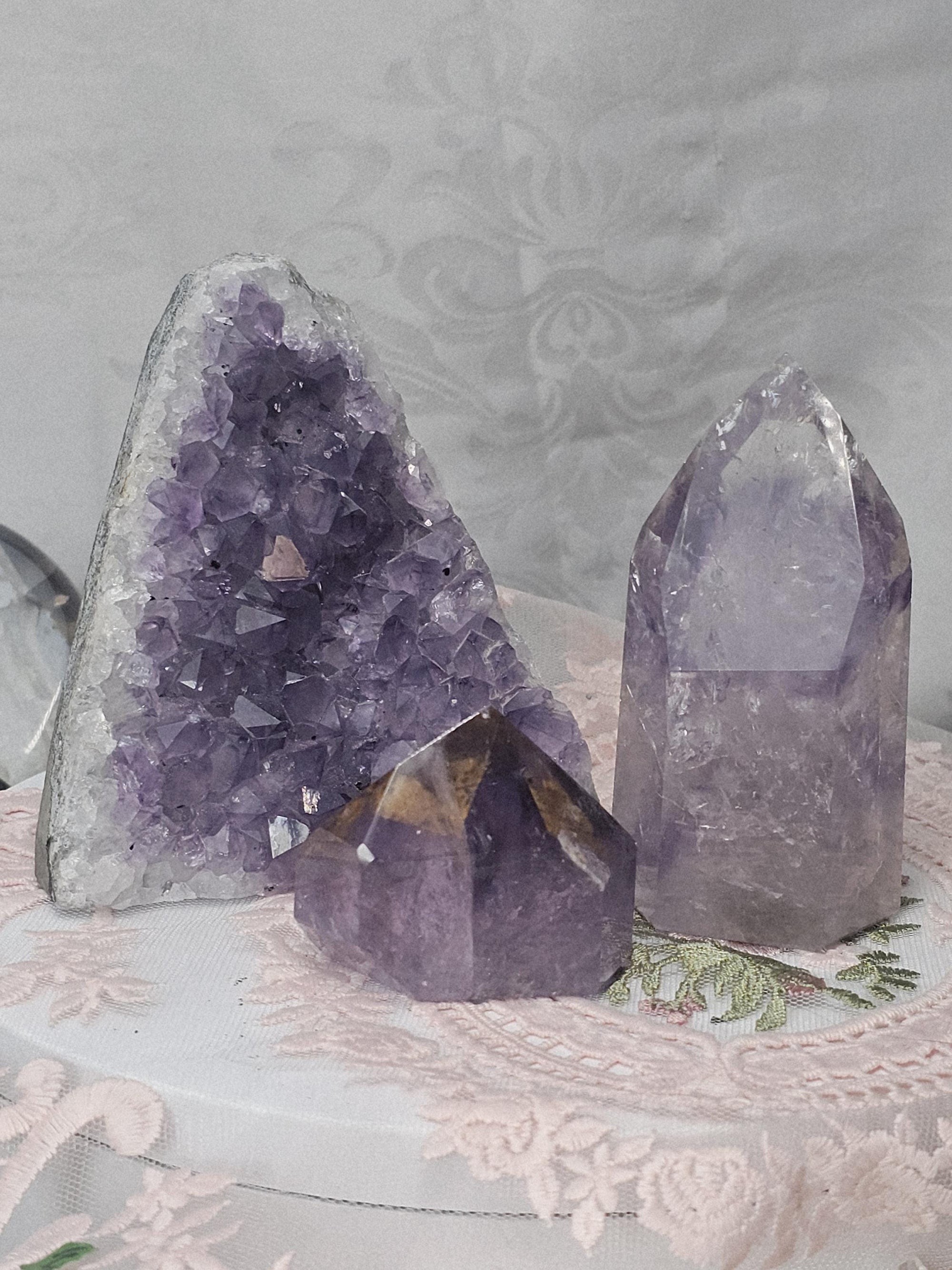 Amethyst Crystal Set, Golden Healer, Phantom Amethyst, Cutbase