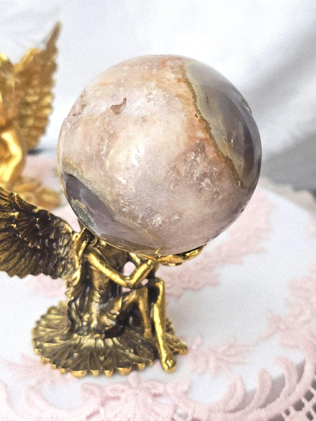 Pink Amethyst Druzy Sphere, Red Quartz Crystal Ball
