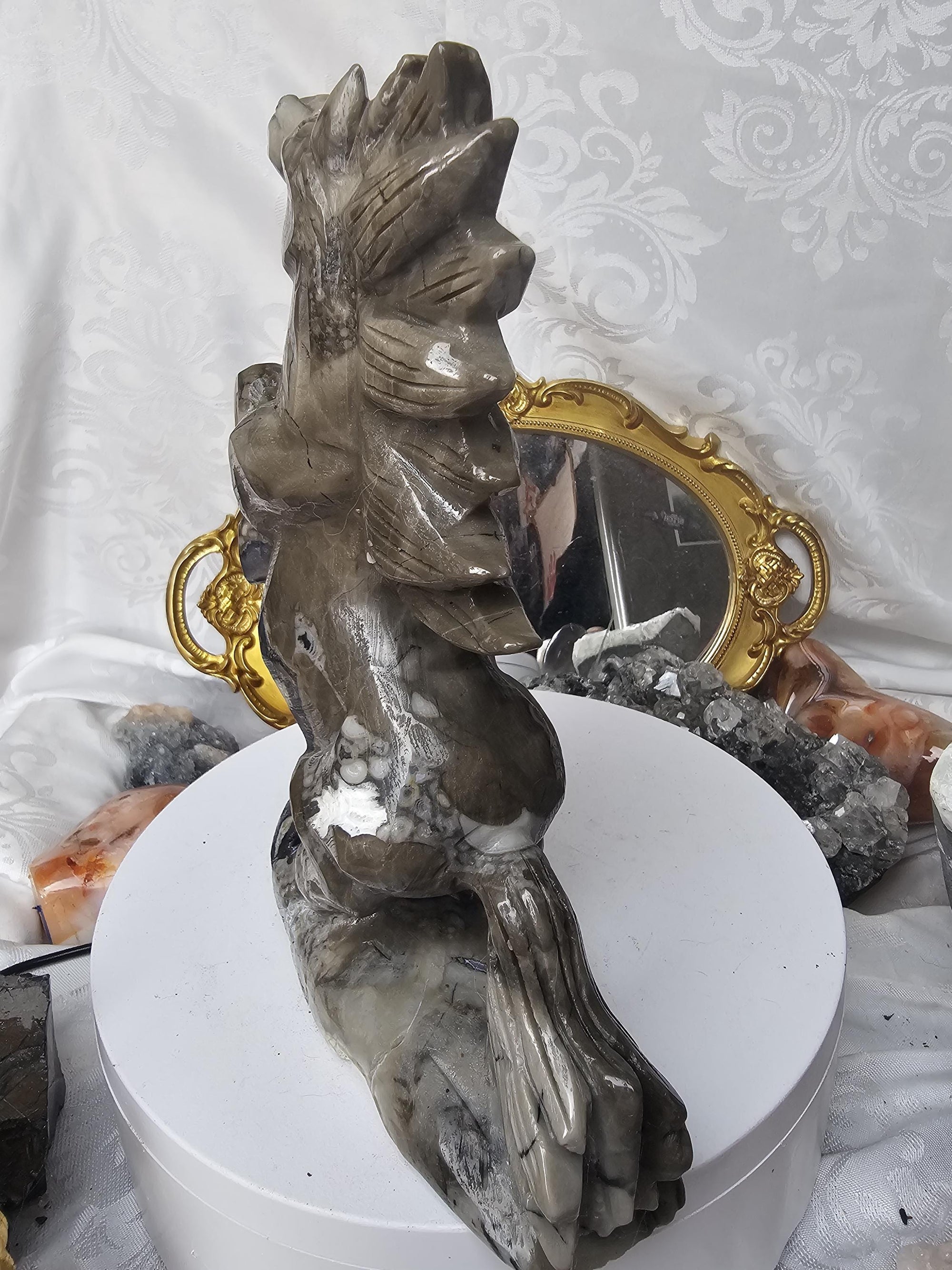 Volcano Agate Carved Horse, Handmade, Crystal