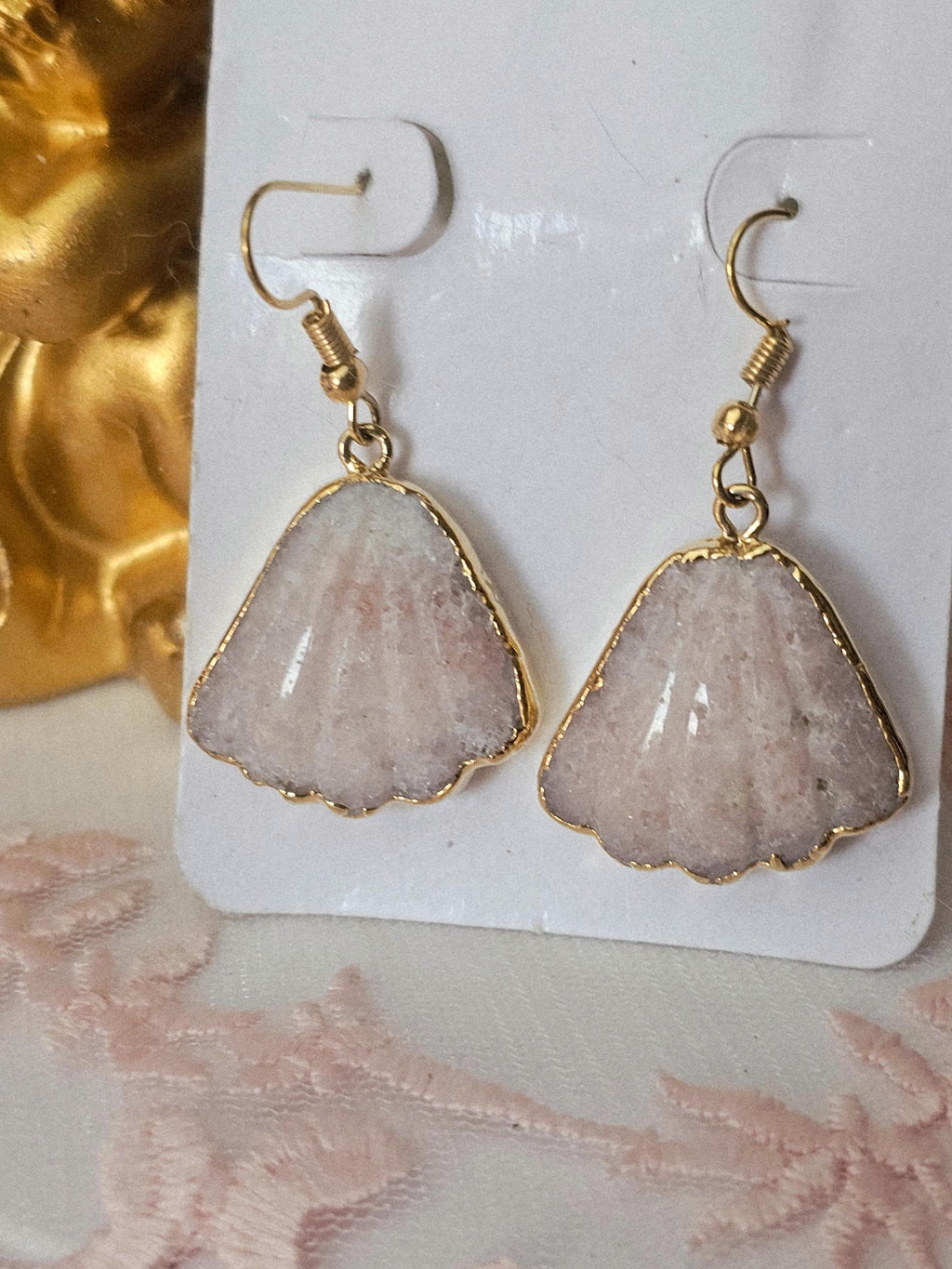 Pink Amethyst Jewelry, Vintage Design Earrings, Gold Earrings