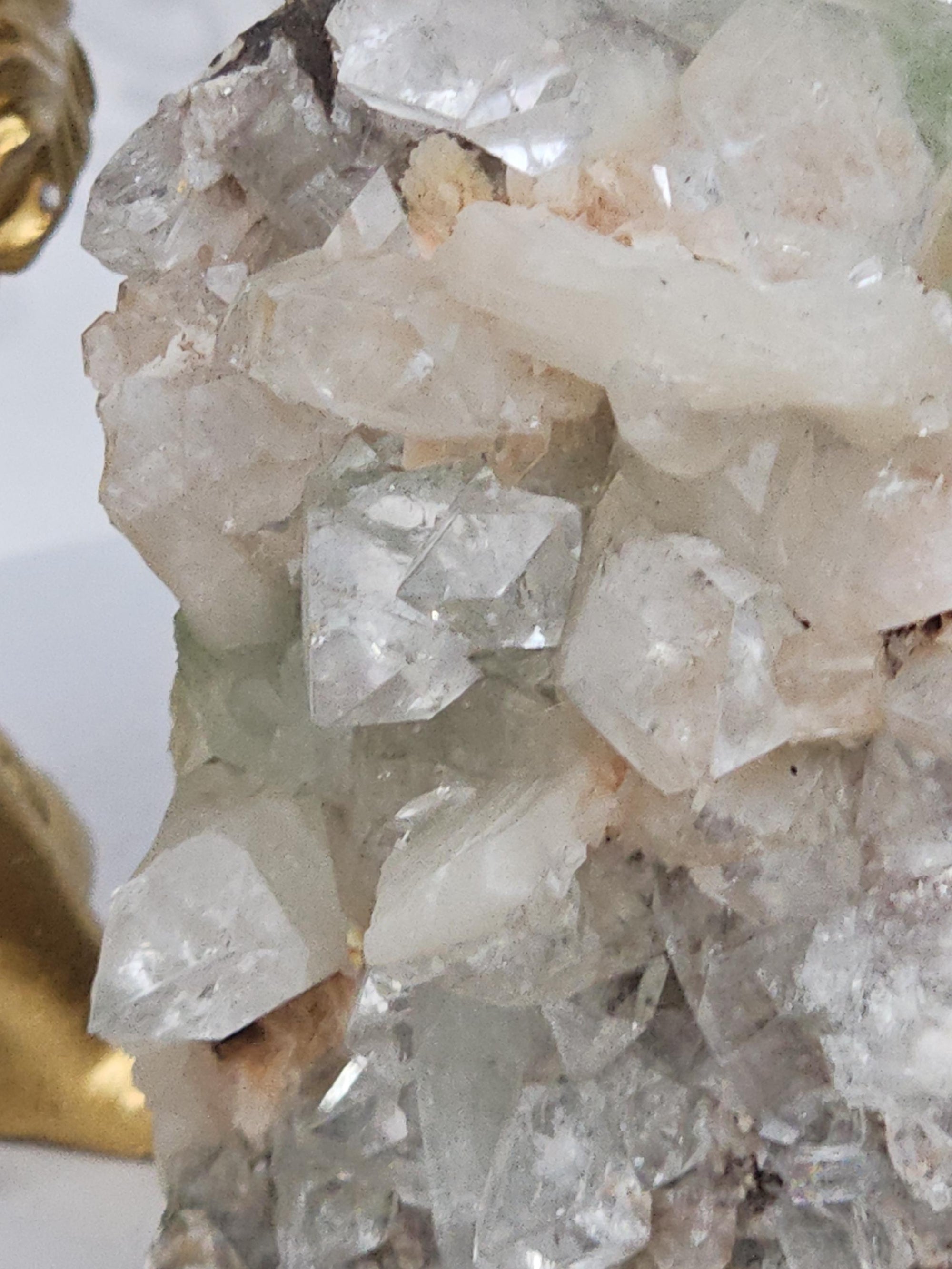 RARE Lg Green and White Diamond Apophyllite with Stillbite from India , Apophyllite, Statement Piece, Crystal