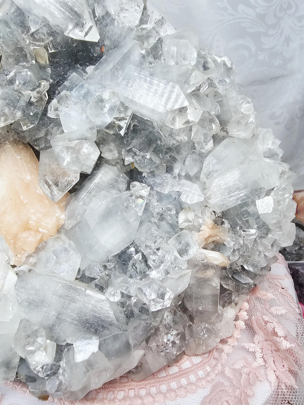 RARE LG 6lb Chrome Diamond  Apophyllite  with Stillbite from India , Apophyllite, Crystal, Crystals