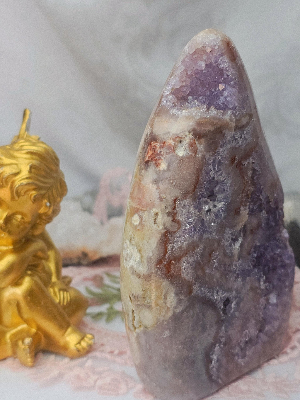 Brazilian Pink Amethyst Druzy Flame , Crystal Flame, Gift