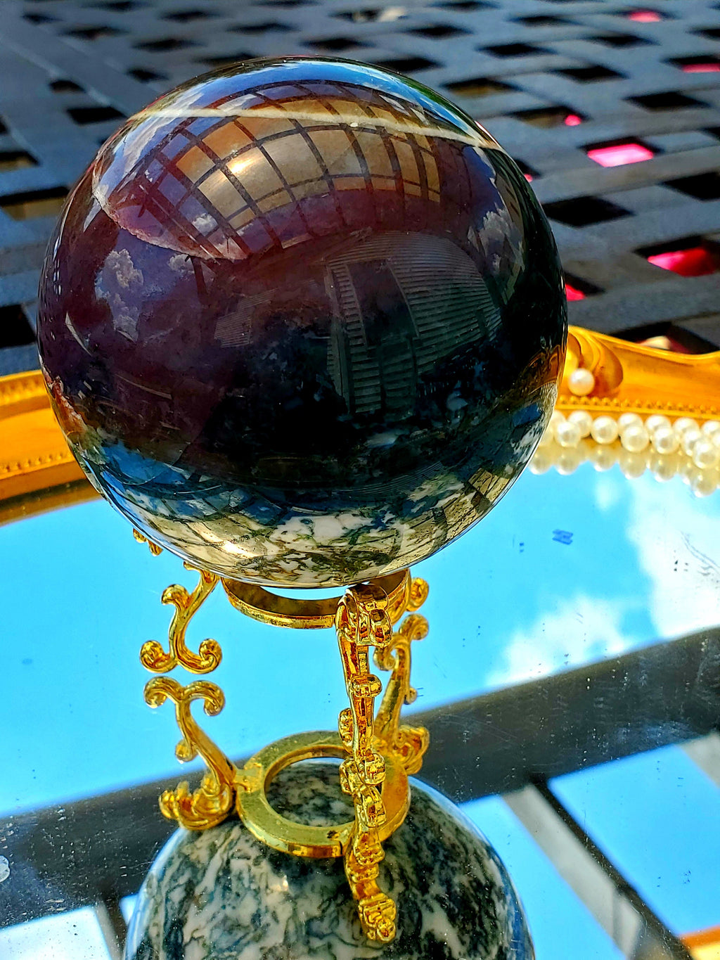 Moss Agate Crystal Sphere, Moss Agate Crystal Ball, crystals, Healing crystals