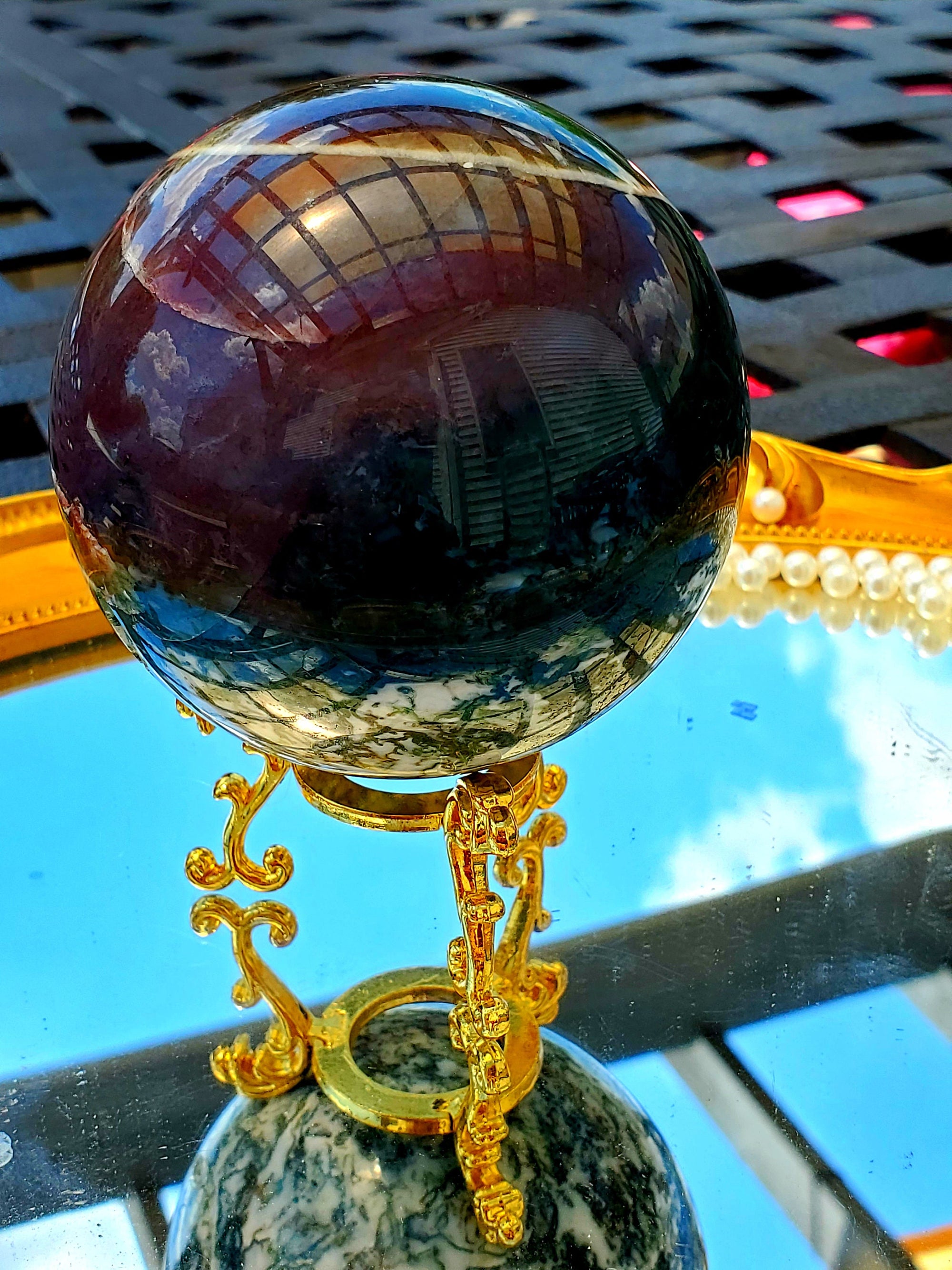 Moss Agate Crystal Sphere, Moss Agate Crystal Ball, crystals, Healing crystals