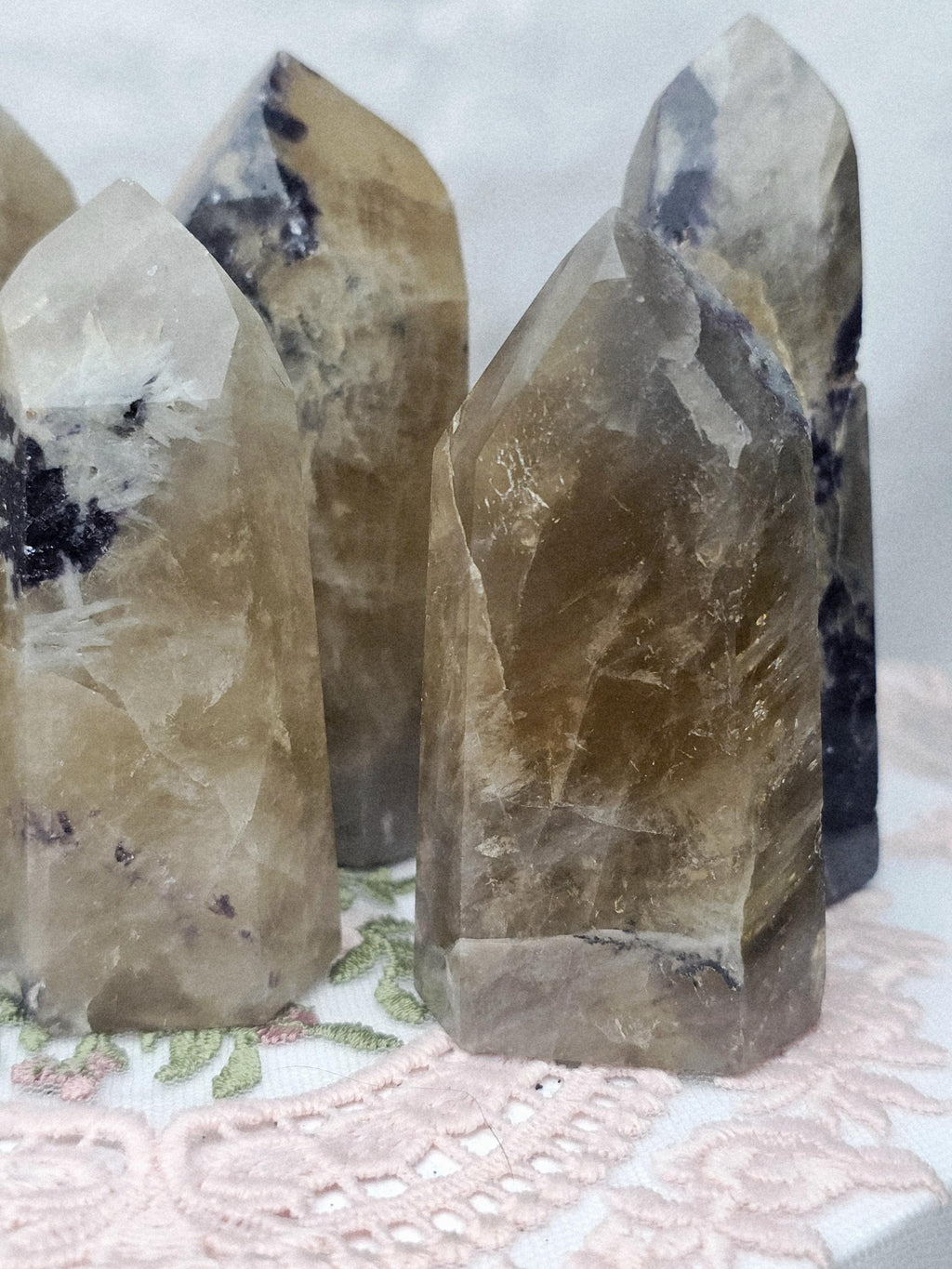 Non Heat Treated Citrine and Lepidolite Tower, Crystal, Natural Citrine Tower, Gift for Her