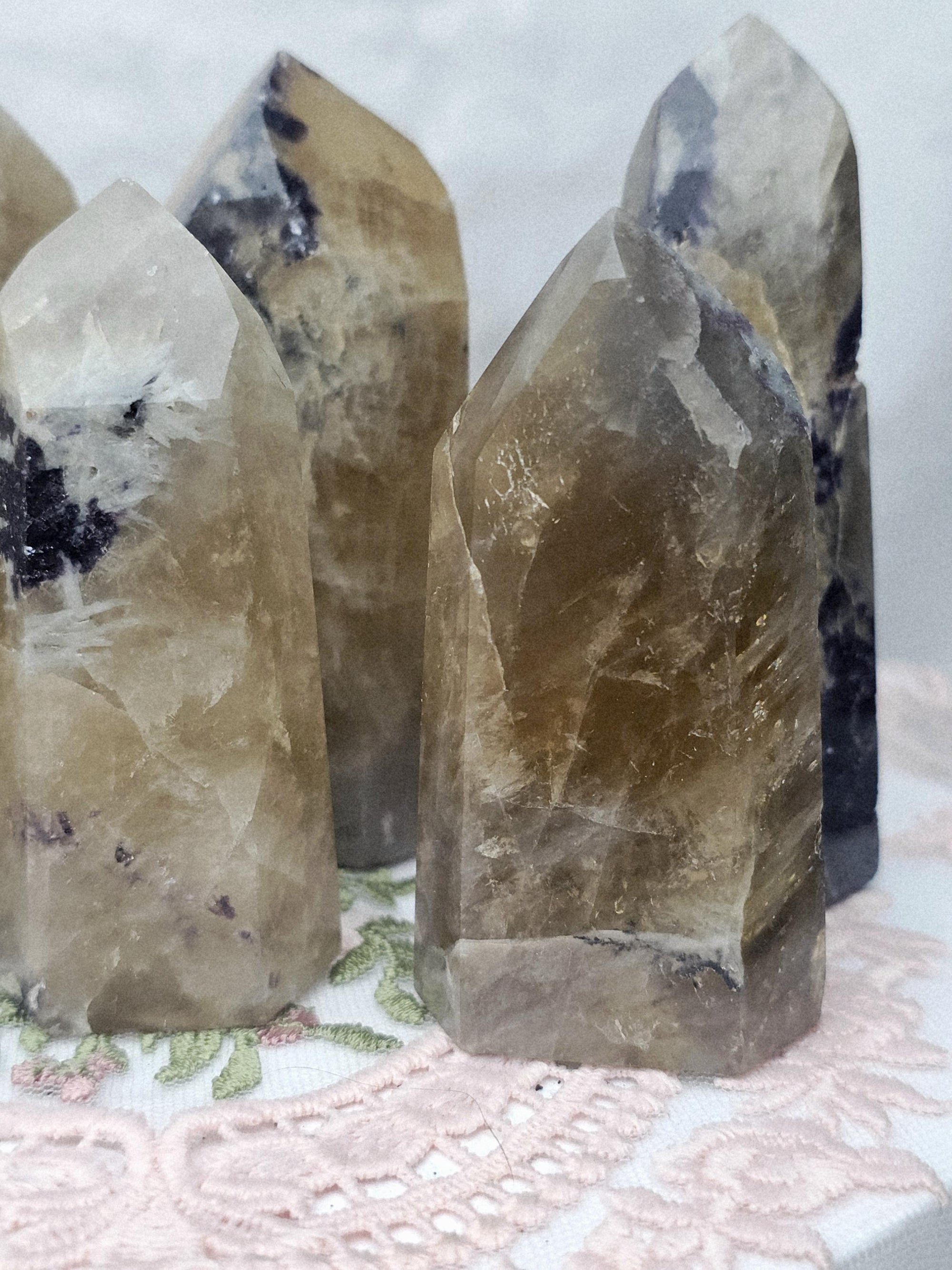 Non Heat Treated Citrine and Lepidolite Tower, Crystal, Natural Citrine Tower, Gift for Her