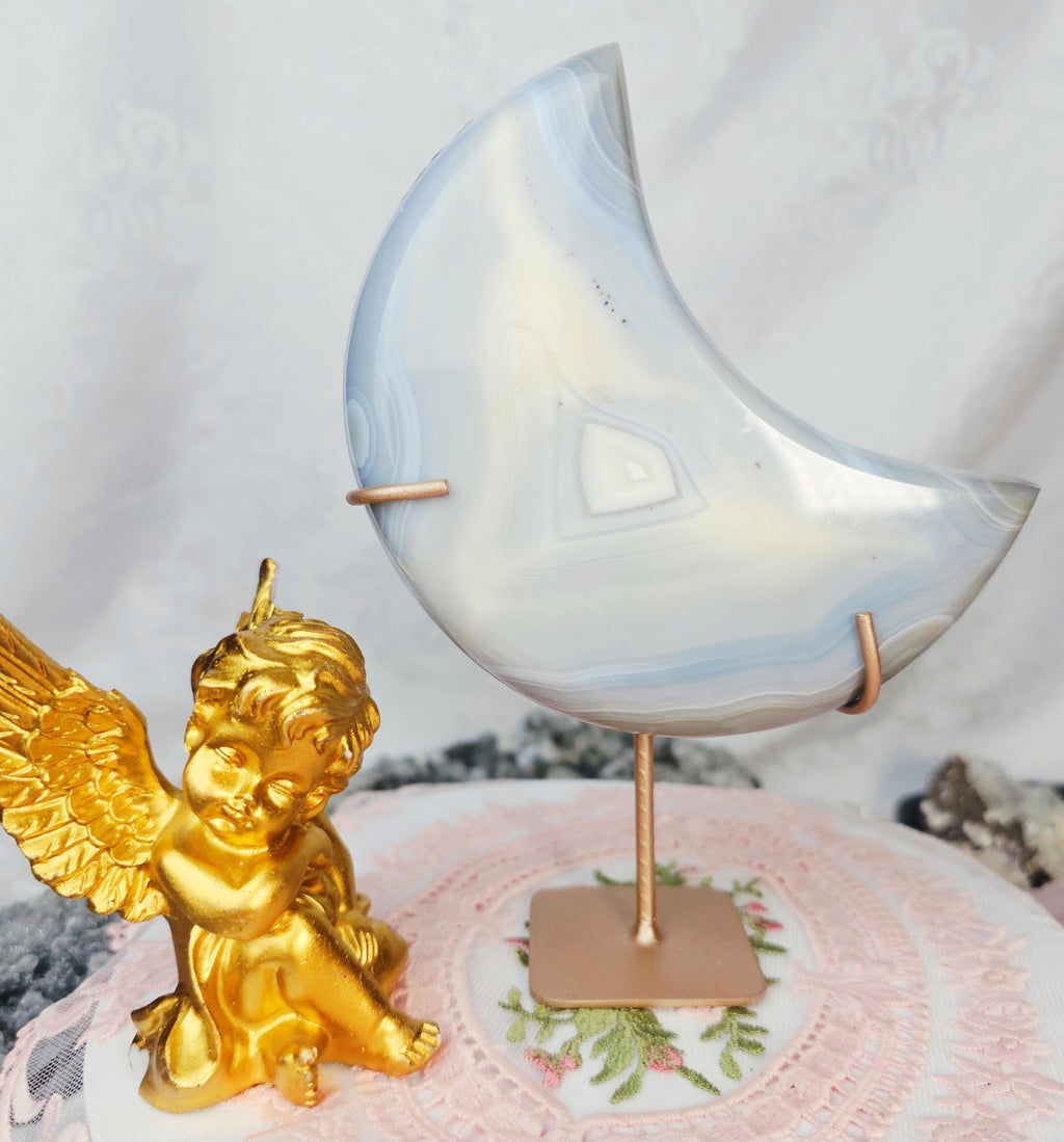 Agate Moon, Moon, Crystal, Home Decor