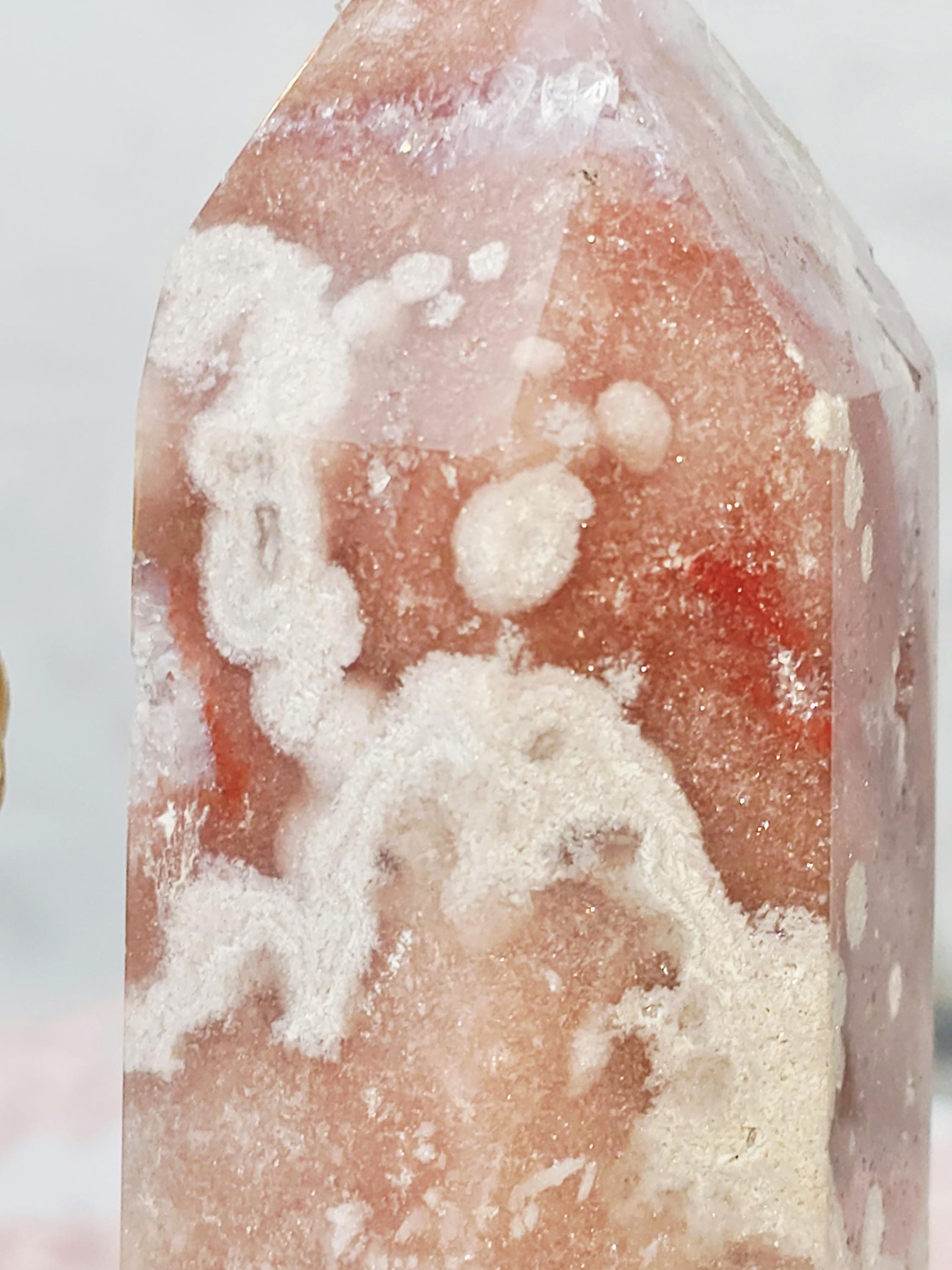 Pink Amethyst Tower, Golden Healer Druzy Crystal, Reiki Infused