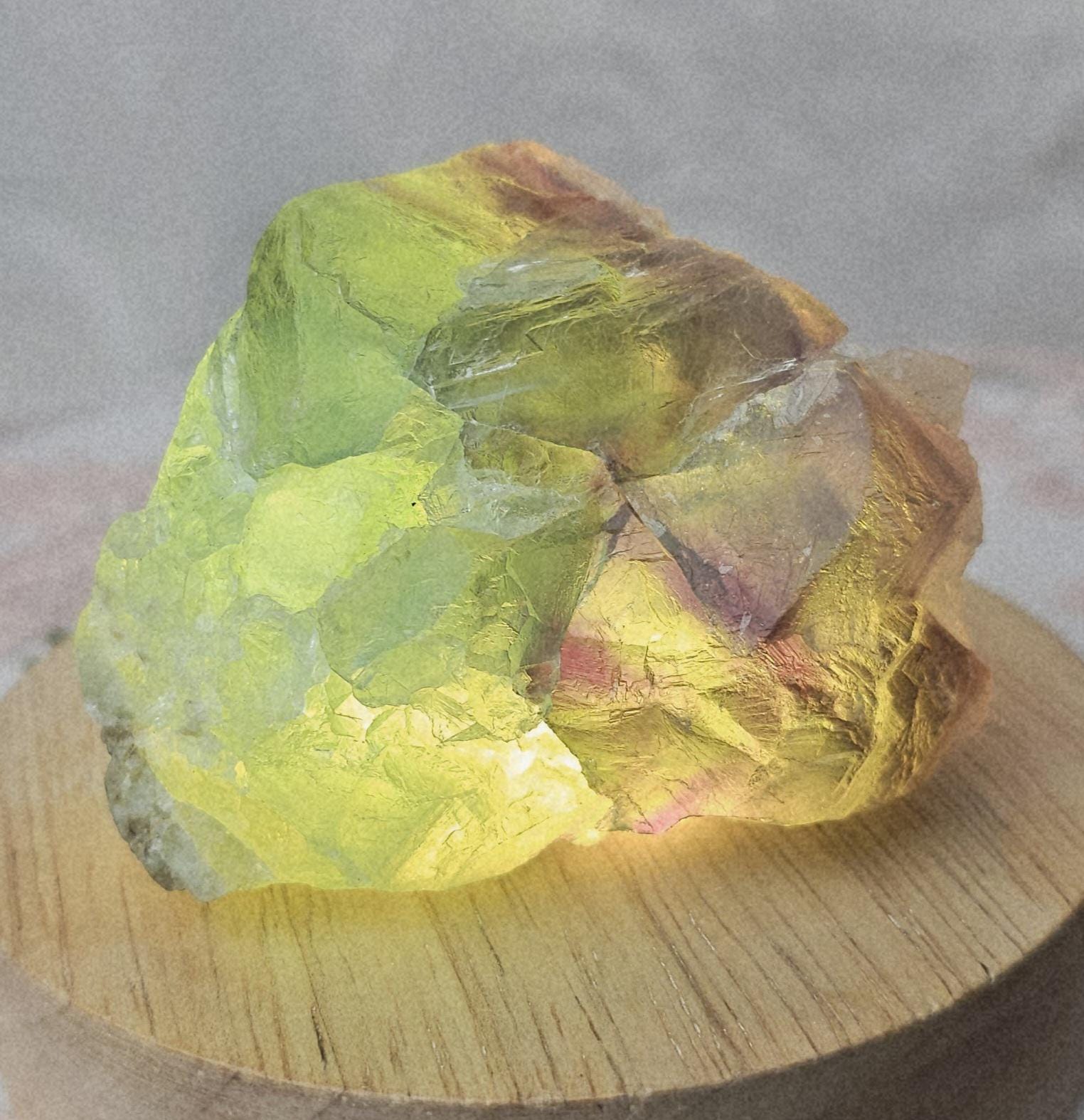 Fujian Fluorite Specimen, Green and Purple Crystal with Calcite