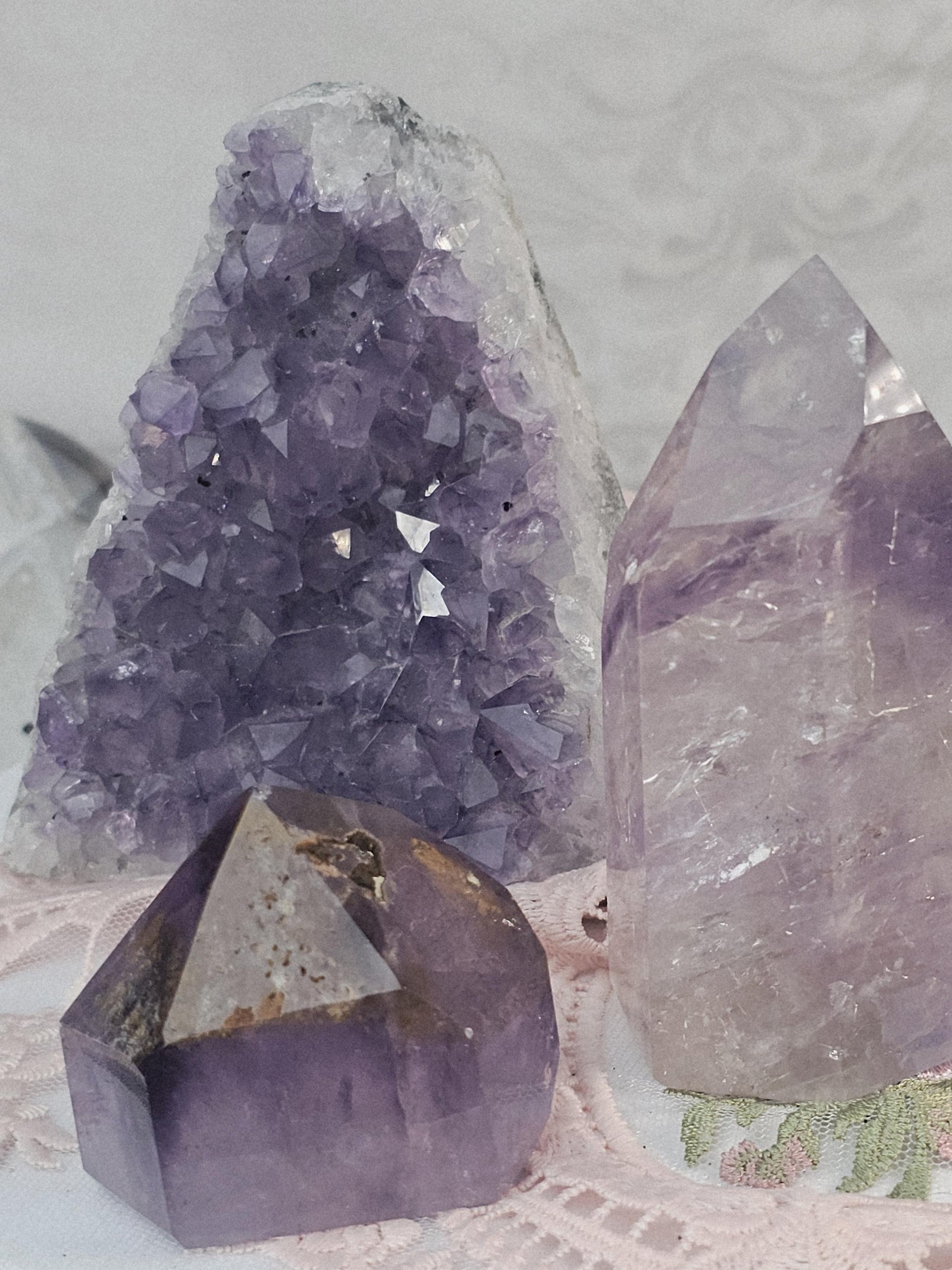 Amethyst Crystal Set, Golden Healer, Phantom Amethyst, Cutbase