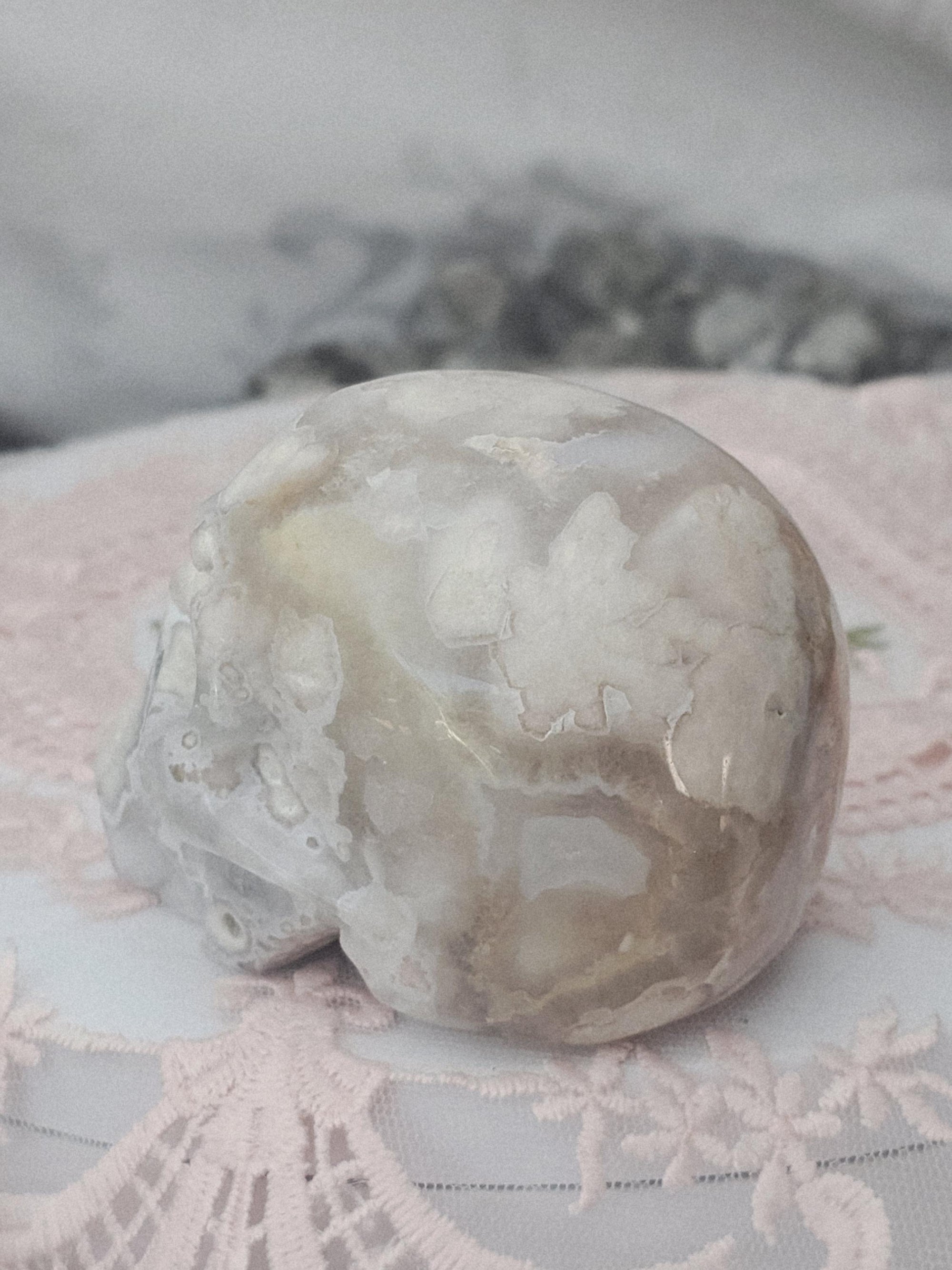Flower Agate Skull  / Cherry Blossom / High Quality / Crystal Energy / Chakra Stone / Crystal Healing / Meditation Stone