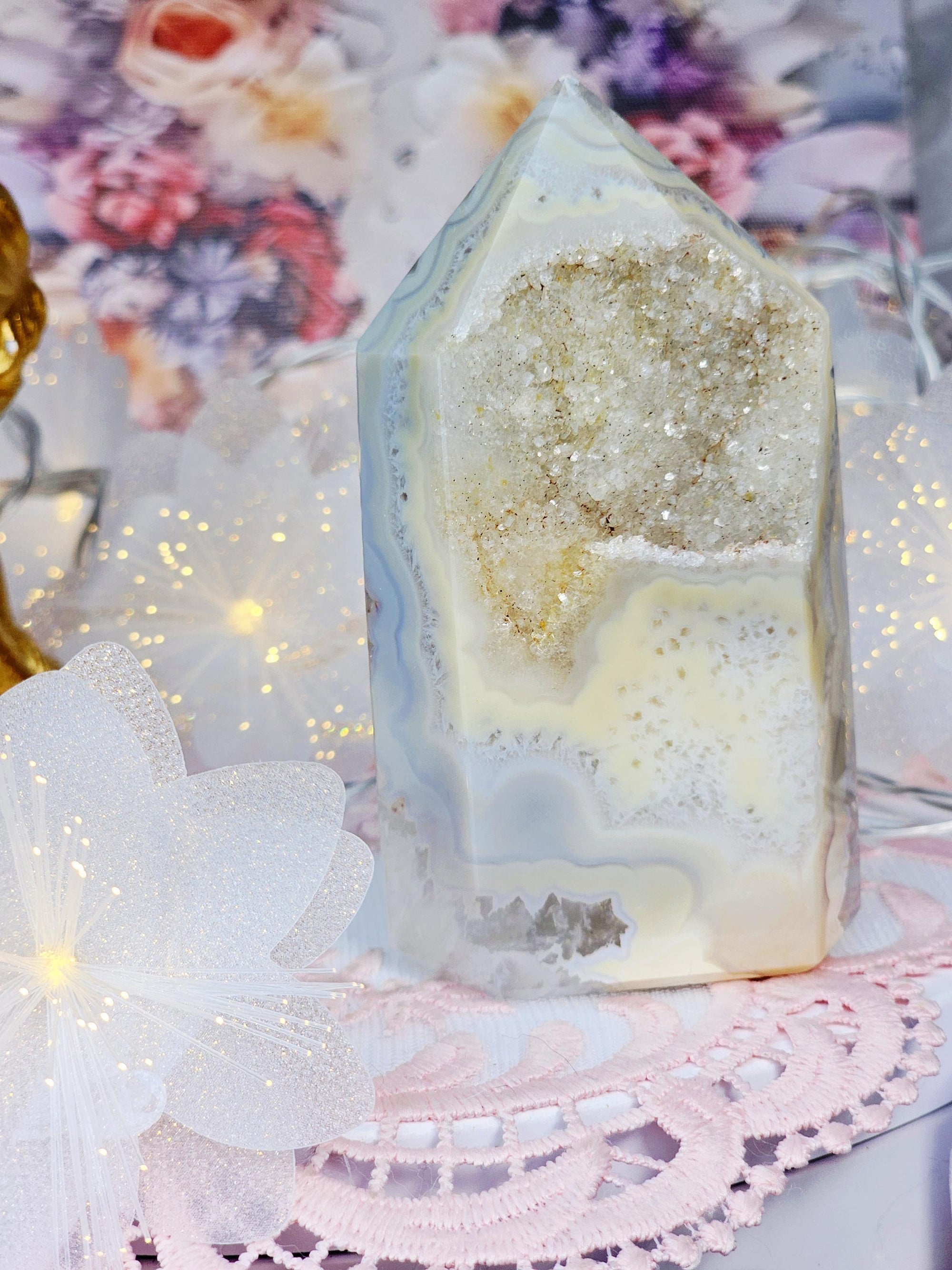 Druzy Agate Tower, Crystal Gift, Home Decor