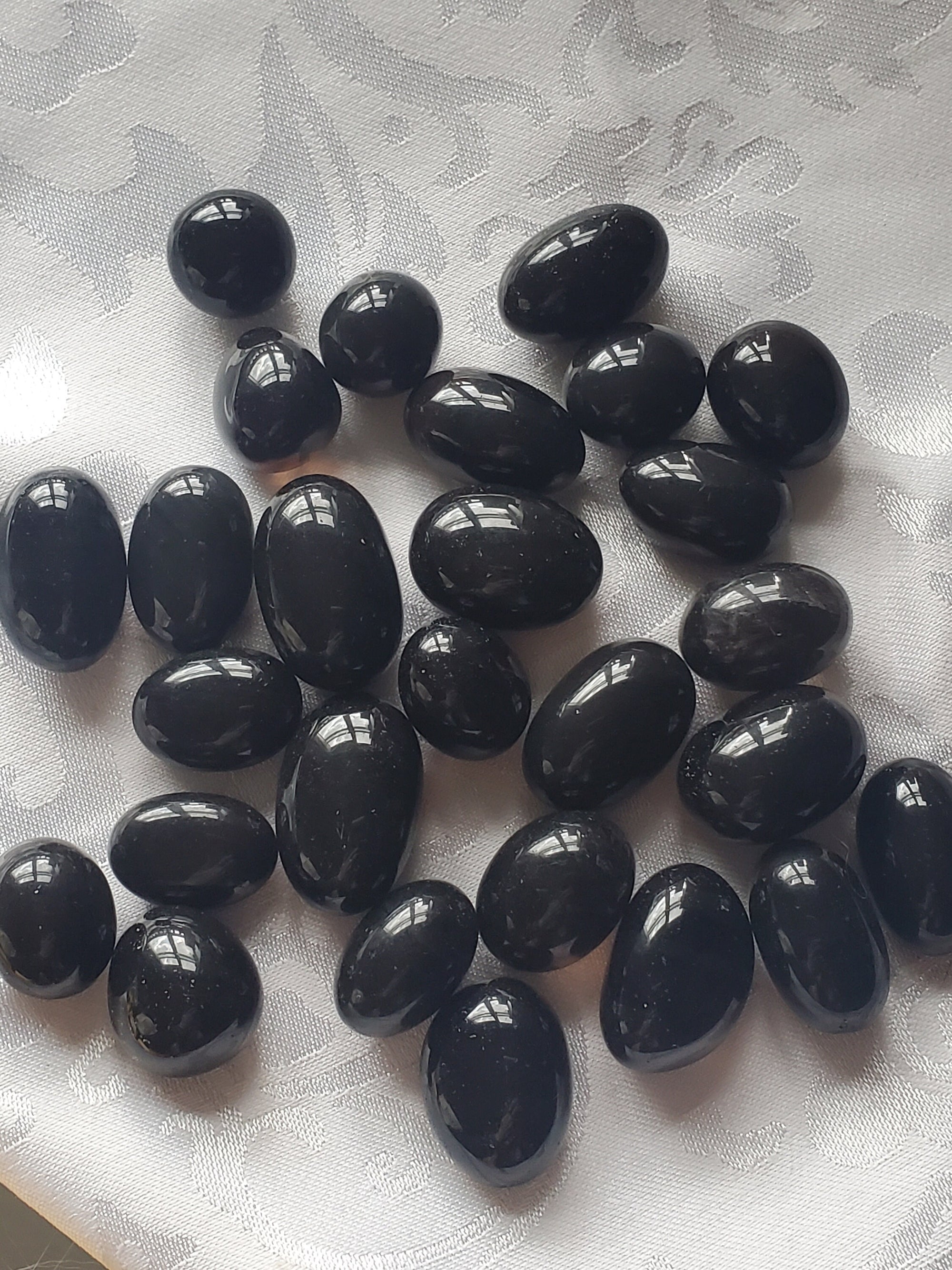 5 Black Obsidian Tumble Stones, Reiki Healing Crystals