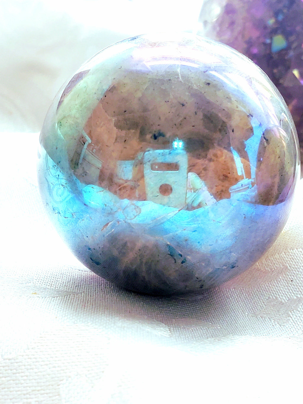 Aura Labradorite Spheres, RARE Aura, Crystal Ball, Crystal