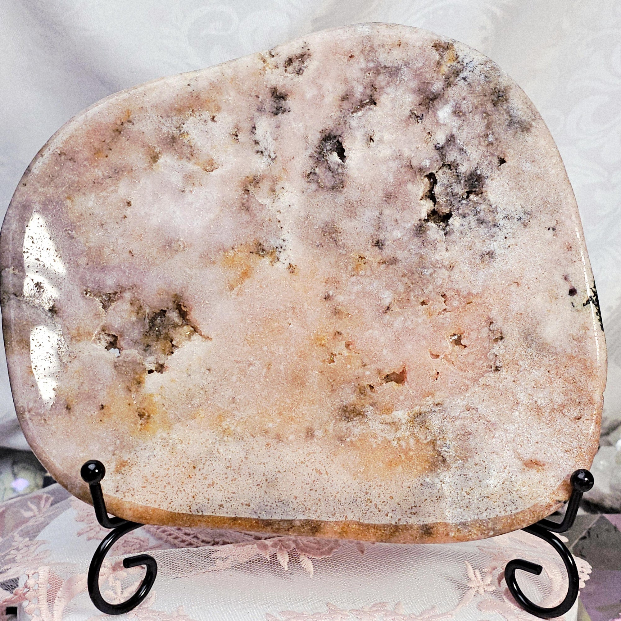 Handmade Pink Amethyst Druzy Bowl, Jasper Inclusions