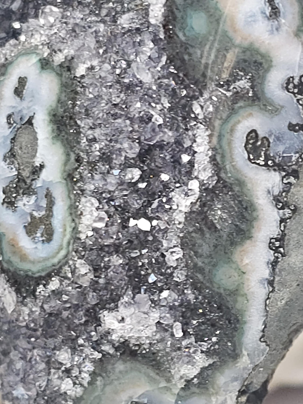 Rare Black Amethyst Stalactite on a Stand, Black Amethyst, Uruguay Statement Piece