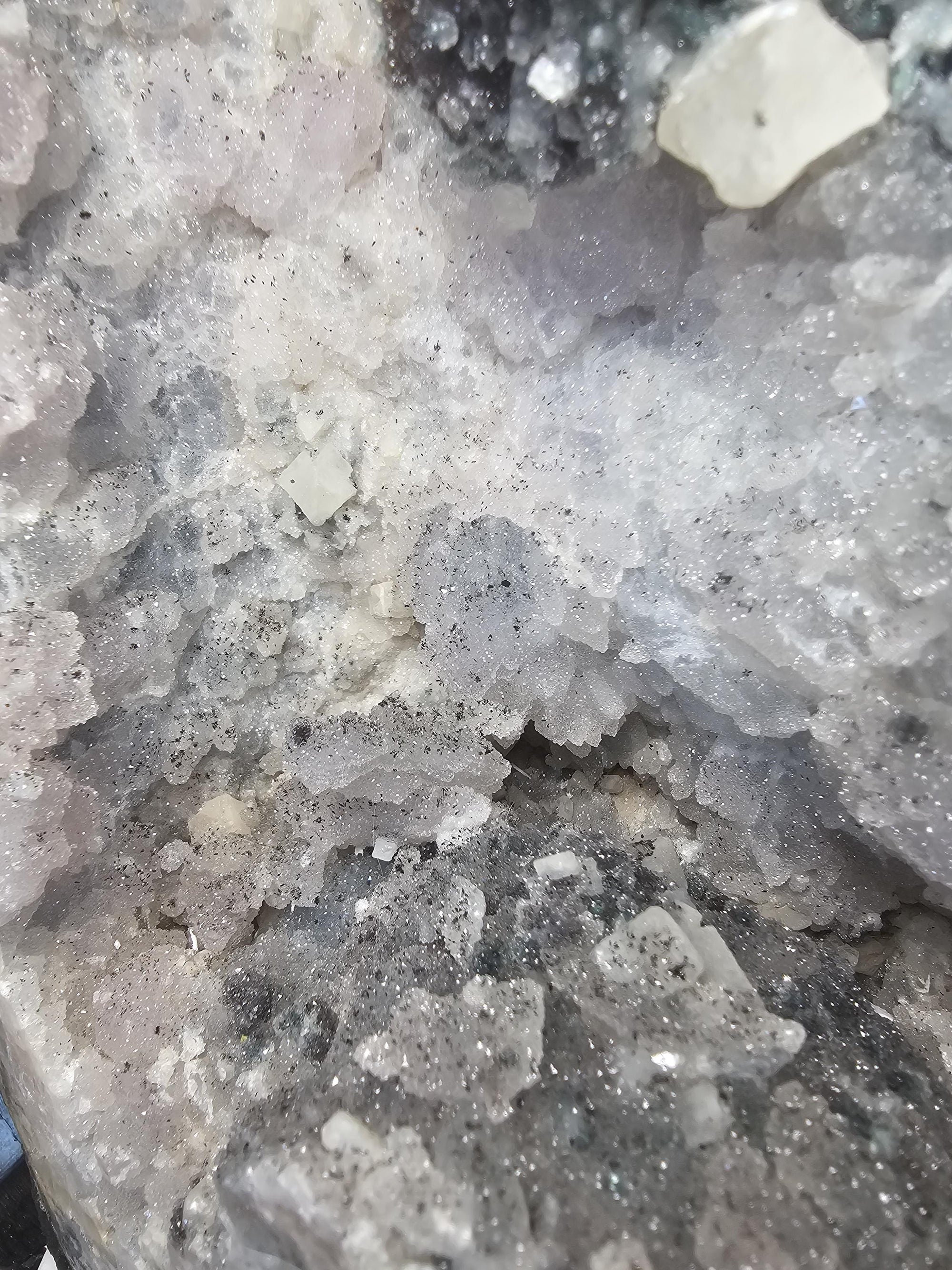 34.75 lb Rare Amethyst Cathedral with Sugar, Calcite Cubes, Flowers