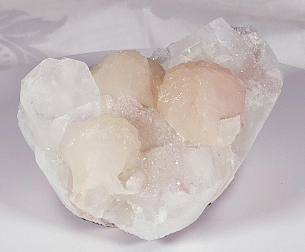 RARE Pink Sugar Apophyllite with Stillbite from India , Apophyllite, Crystal, Crystal
