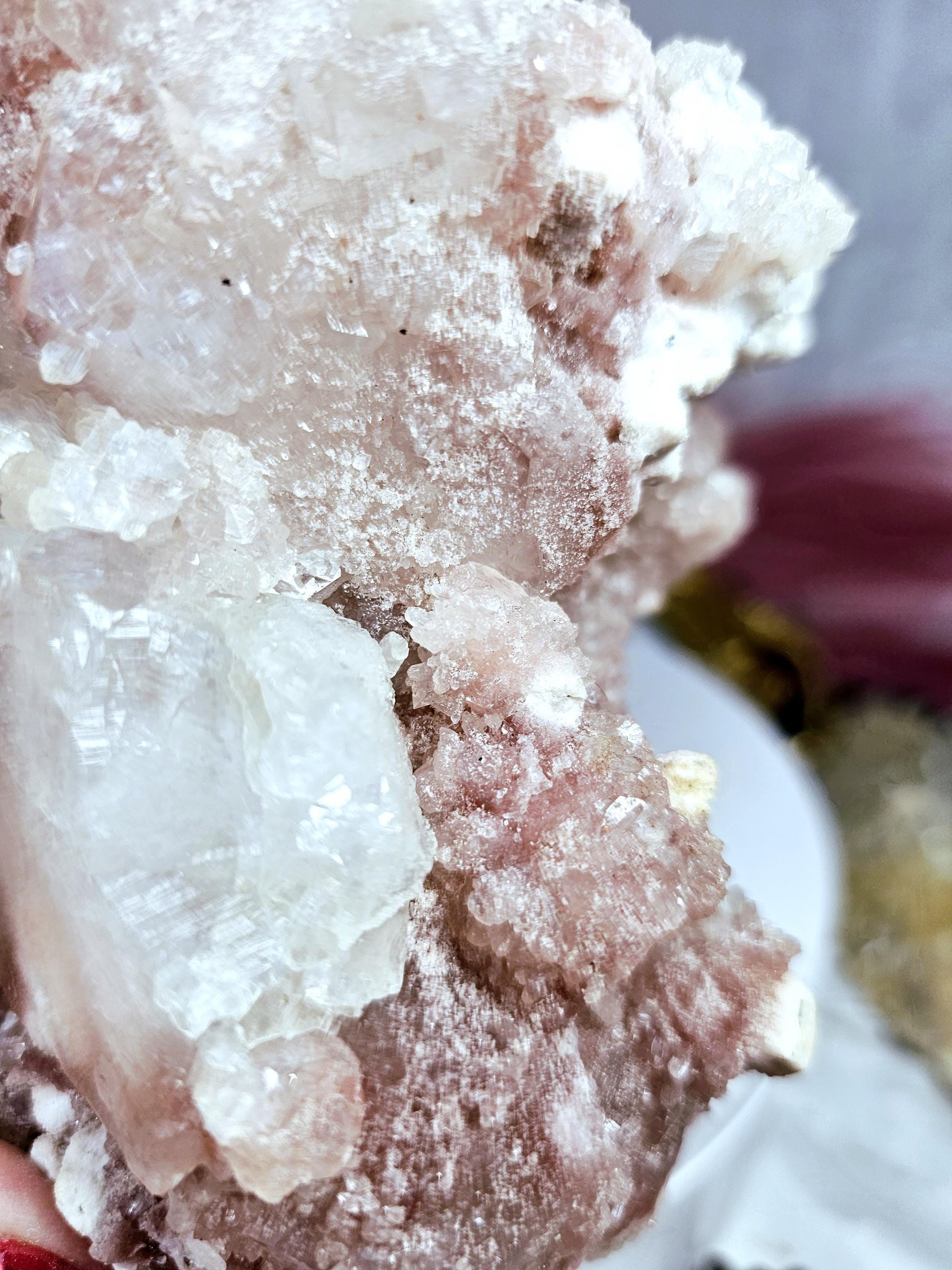 Rare Pink Cotton Candy Sugar Apophyllite Crystal Cluster from India