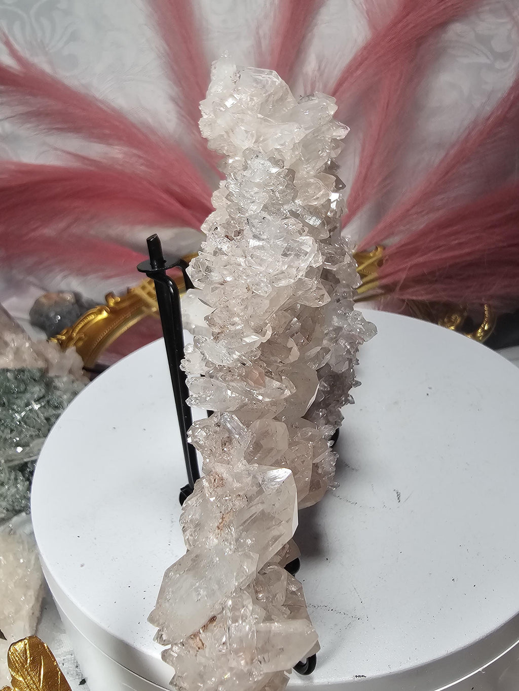 RARE Super Pink Lemurian Quartz Cluster, Columbia, Crystal Cluster