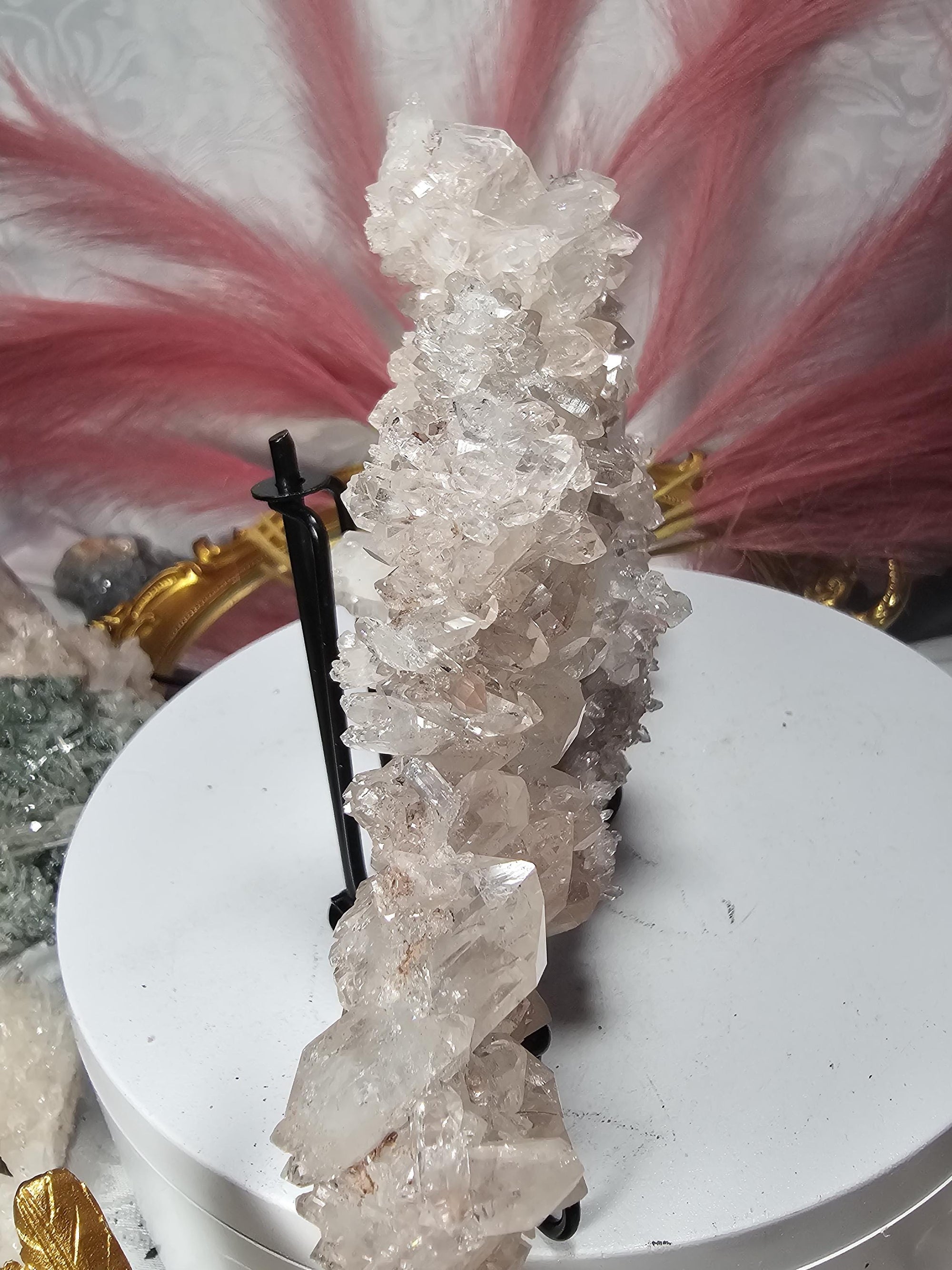 RARE Super Pink Lemurian Quartz Cluster, Columbia, Crystal Cluster