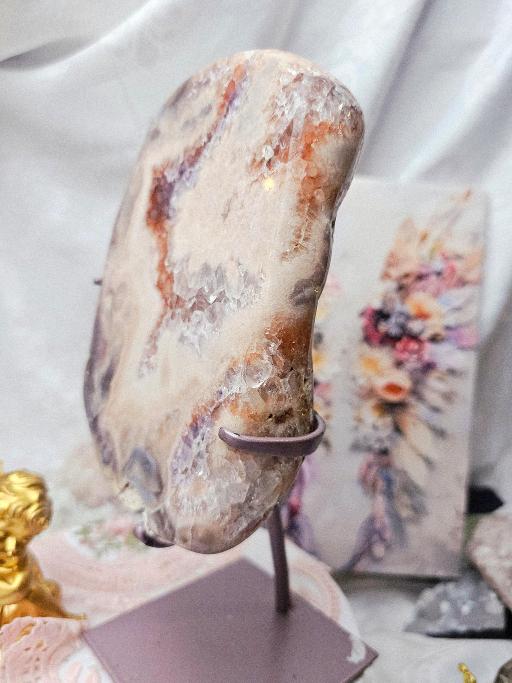 Pink Amethyst Slab 3 lbs, Calming Crystal, Gift, Statement Piece,  Shabby Chic