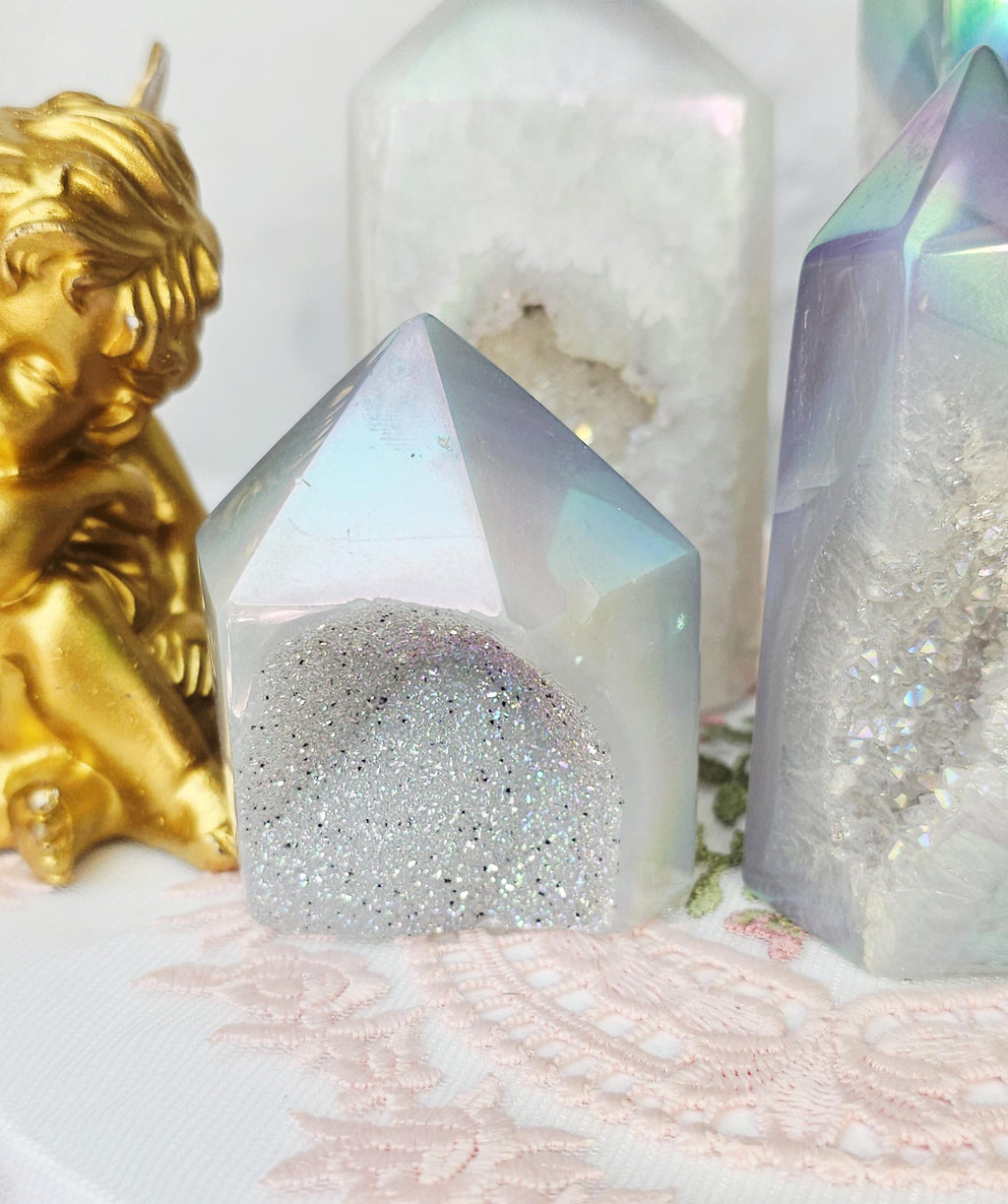 Aura Druzy Agate Towers, Crystal, Home Decor