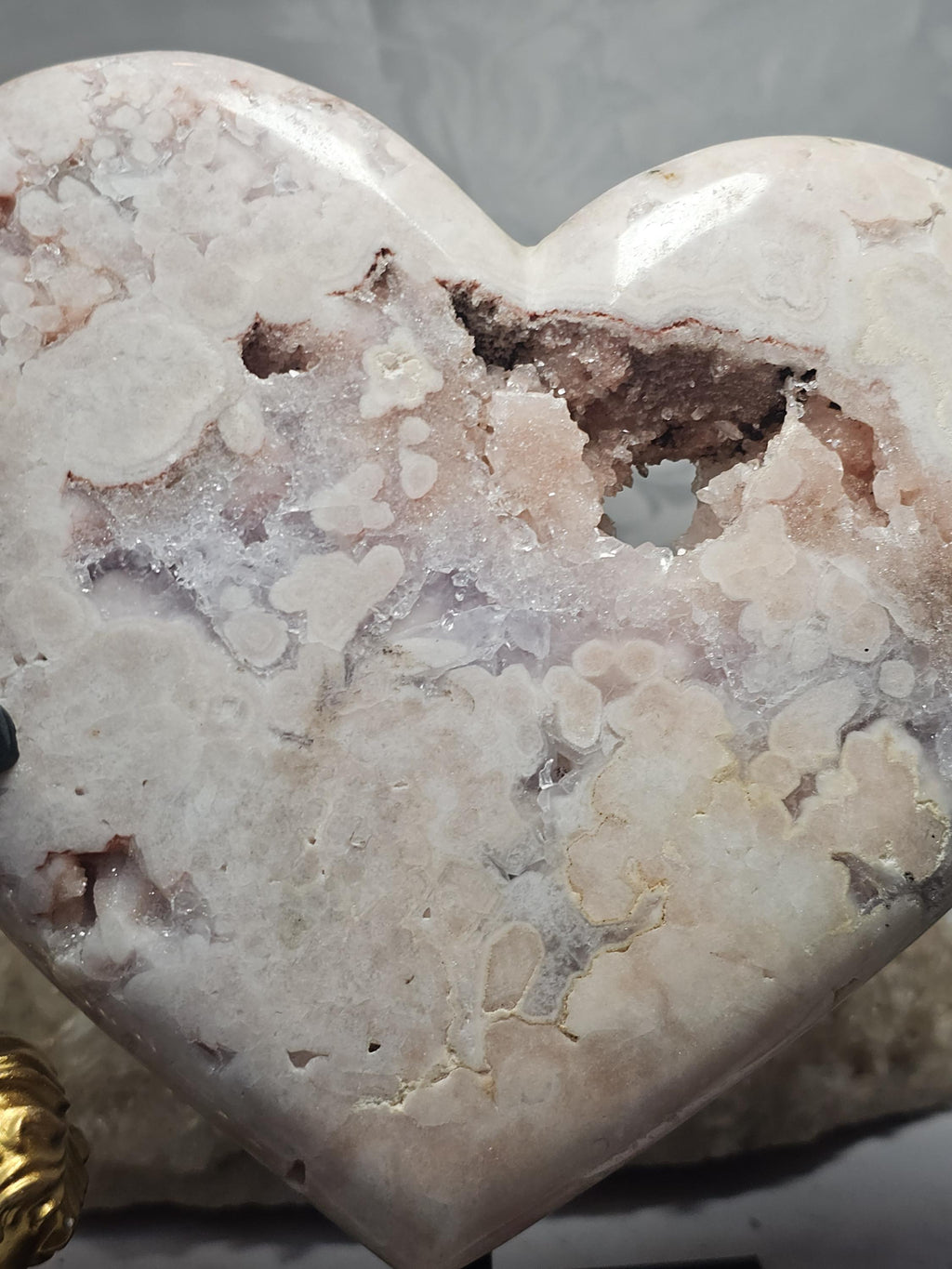 Pink Amethyst Druzy Heart, Rose Gold Stand, Brazilian Crystal Gift
