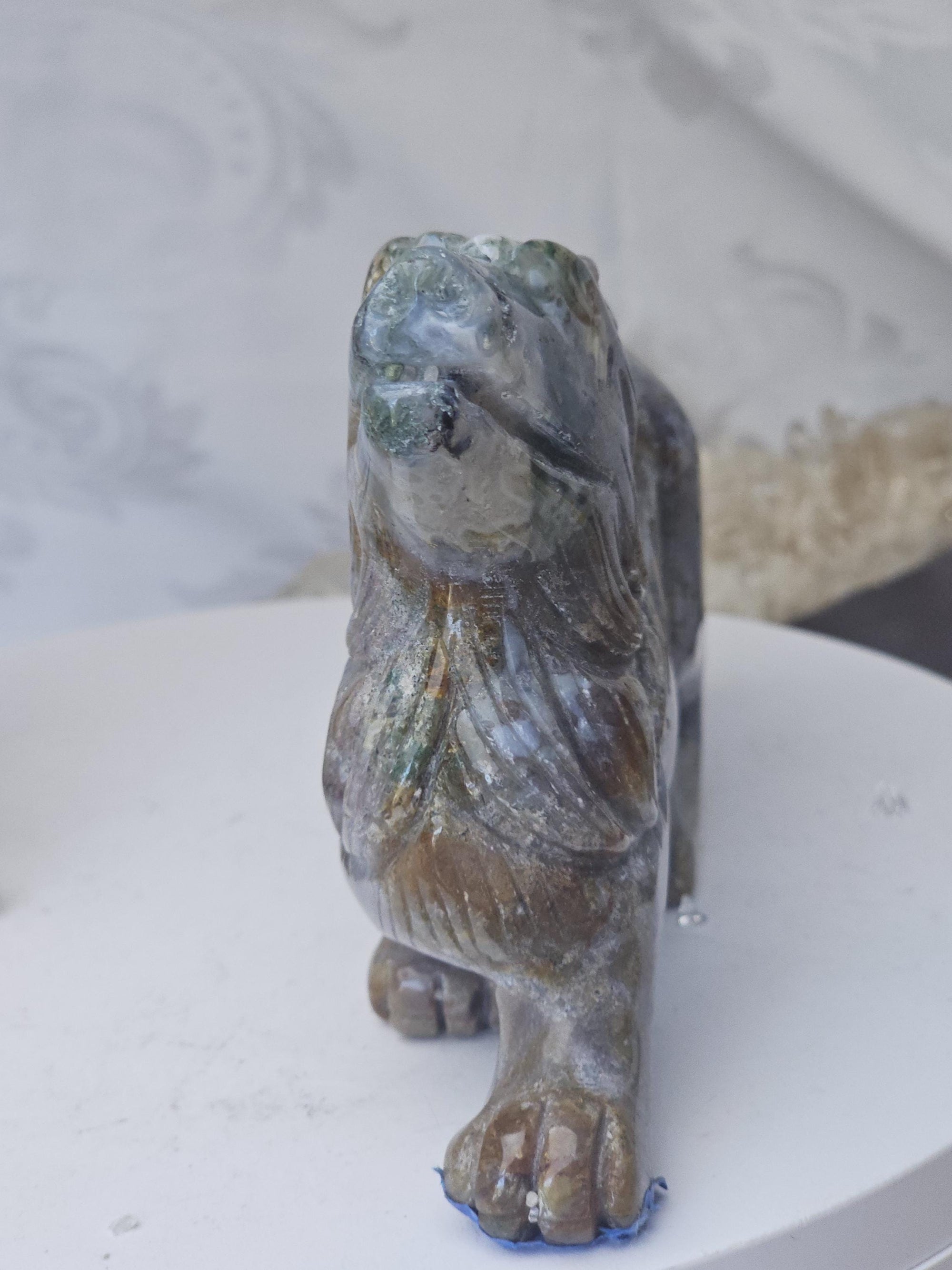 Colorful Druzy Ocean Jasper Wolf, Statement Piece, Wolf