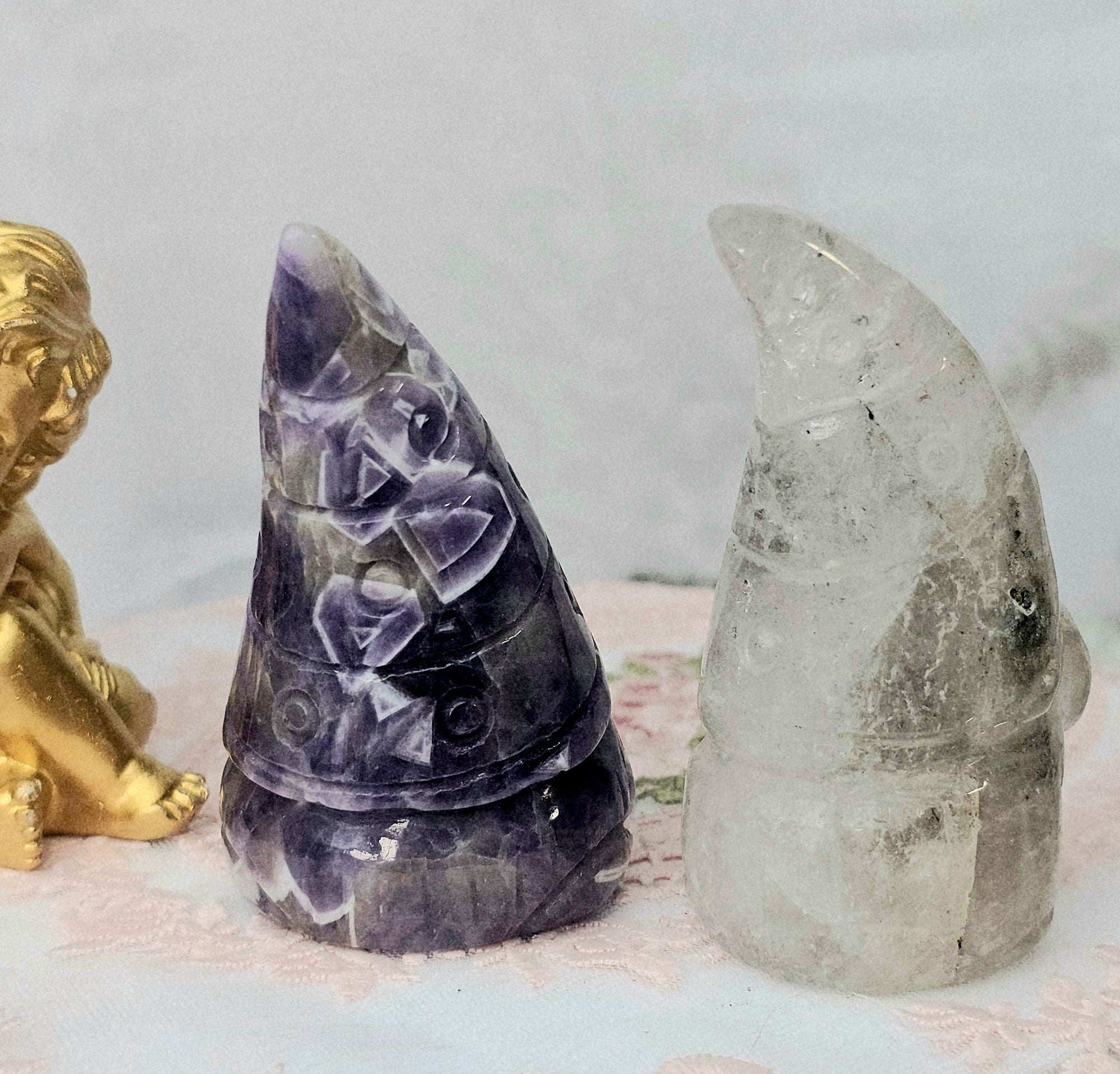 Lg Dream Amethyst or Garden Quartz Gnome, Gnomes, Crystal