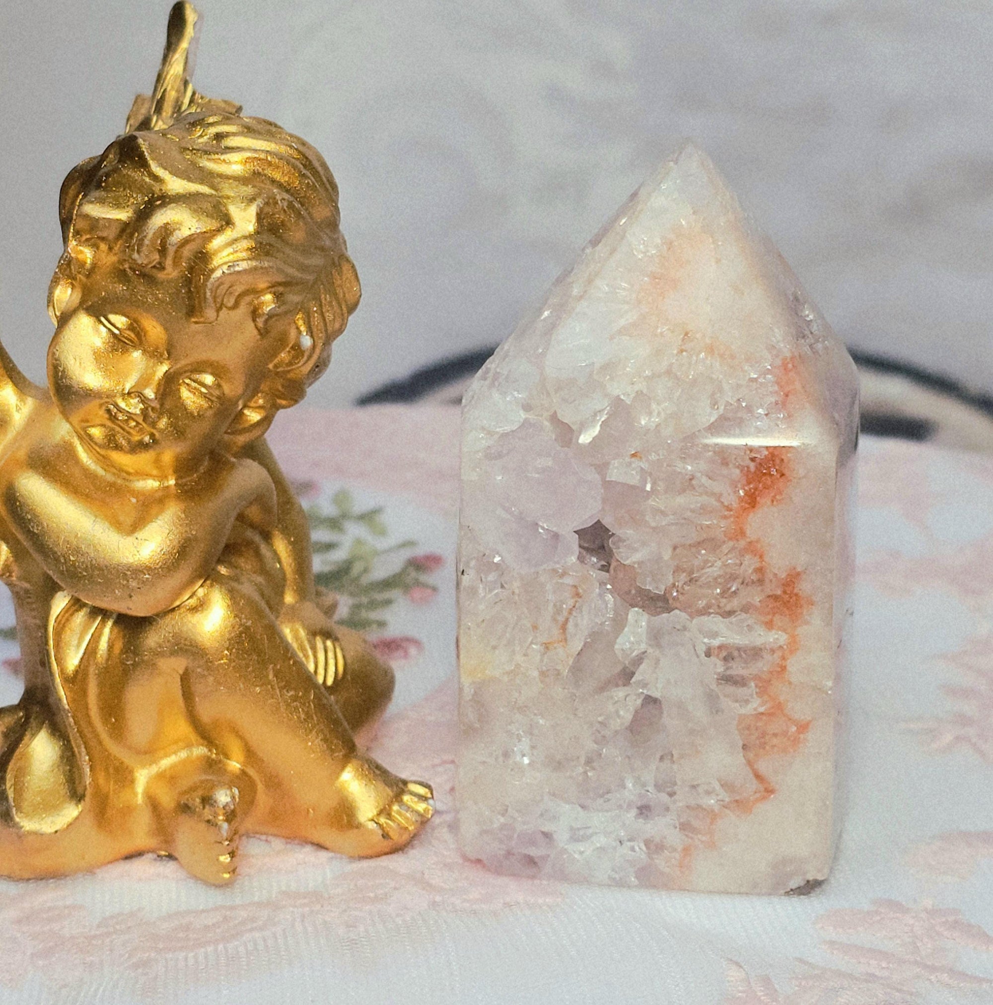 Brazilian Pink Amethyst Tower, Druzy Quartz, Reiki Infused