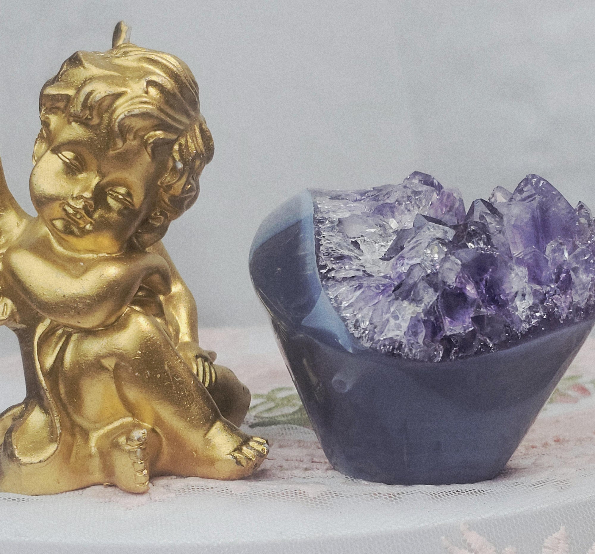 Amethyst Geode Cupcake, Crystal Home Decor, Brazilian Amethyst
