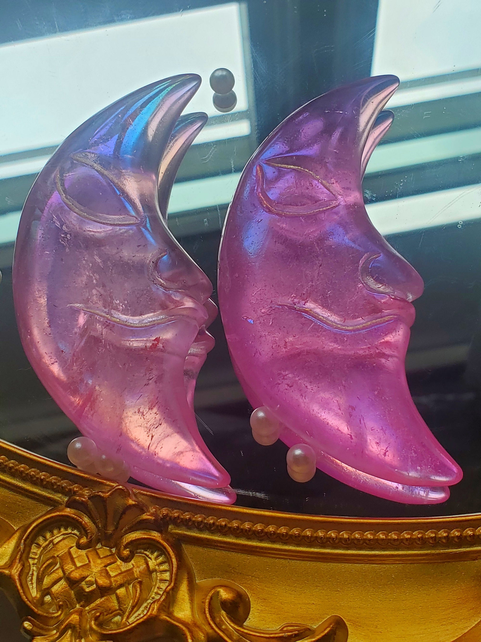 Aura Clear Quartz Moon, Angel Aura, Moon crystal,Crystal