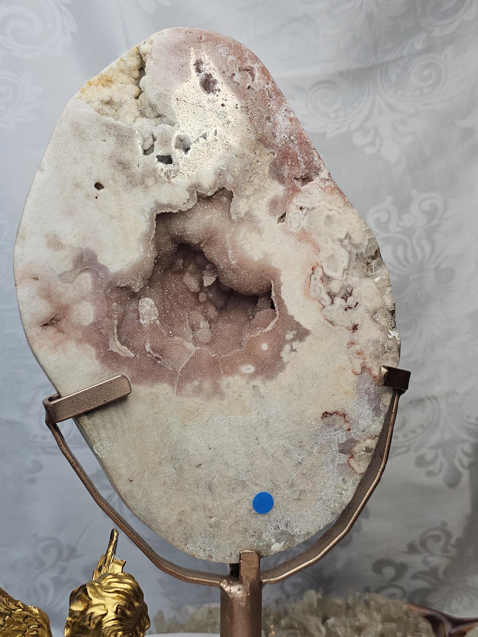 Large Pink Amethyst Slab, Brazilian Crystal with Quartz Druzy