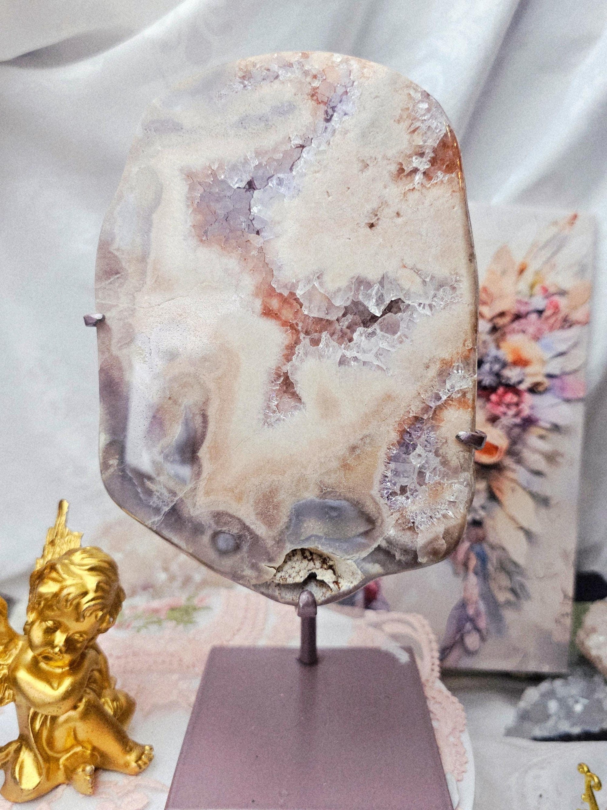 Pink Amethyst Slab 3 lbs, Calming Crystal, Gift, Statement Piece,  Shabby Chic