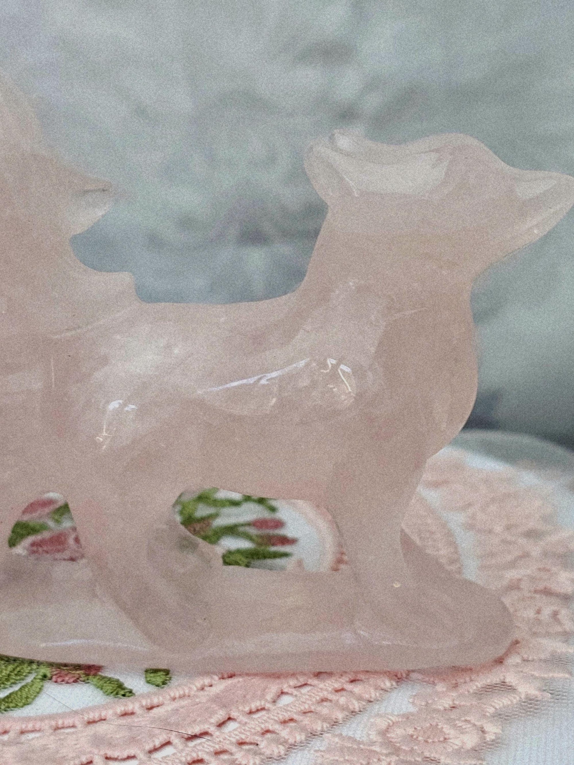 Large Rose Quartz Nine Tail Fox, Kitsune, Anime, Gift, Home decor