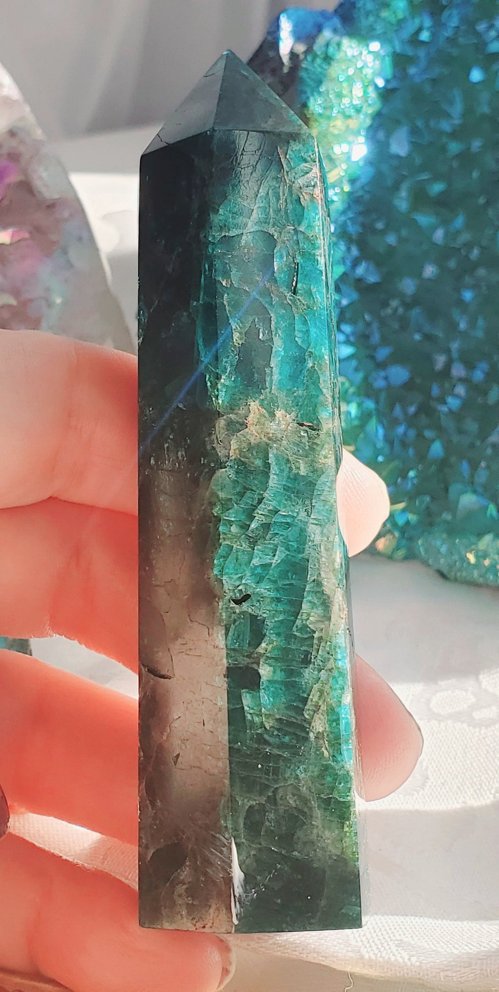 Apatite Gemstone Tower, Crystal Point, Healing Stone, Crystal Tower, Gift