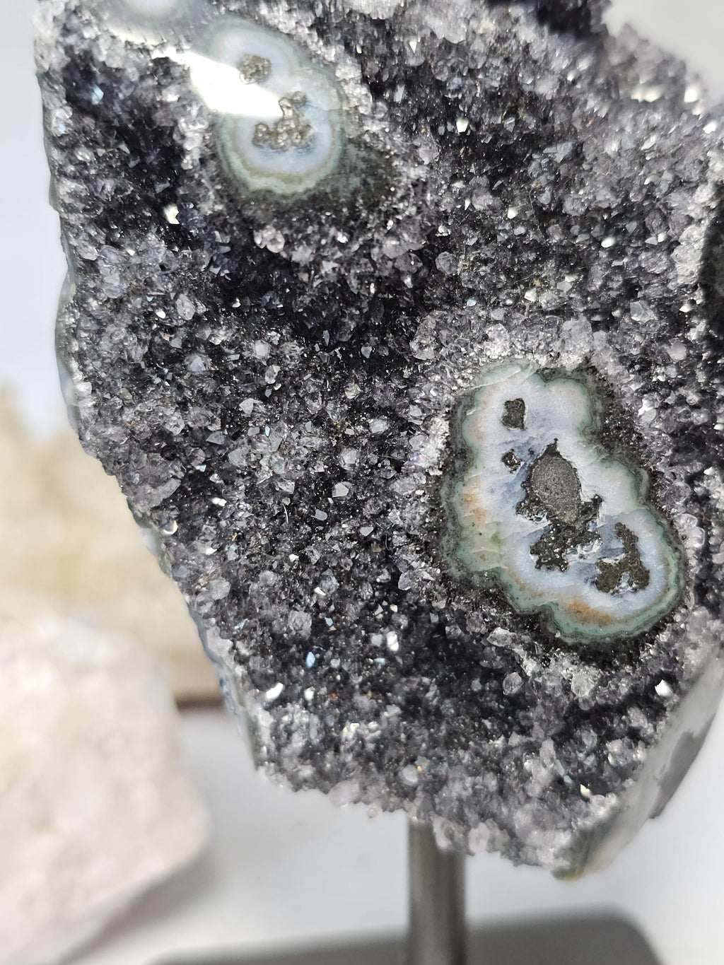 Rare Black Amethyst Stalactite on a Stand, Black Amethyst, Uruguay Statement Piece