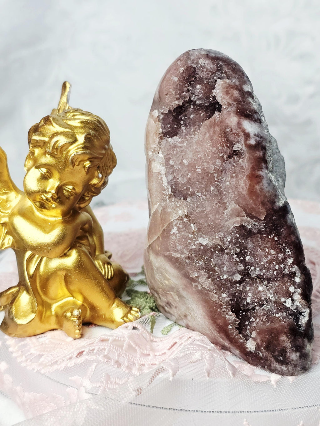 LG  Red Pink Amethyst Freeform, Druzy Freeform , Crystal Art , Gift