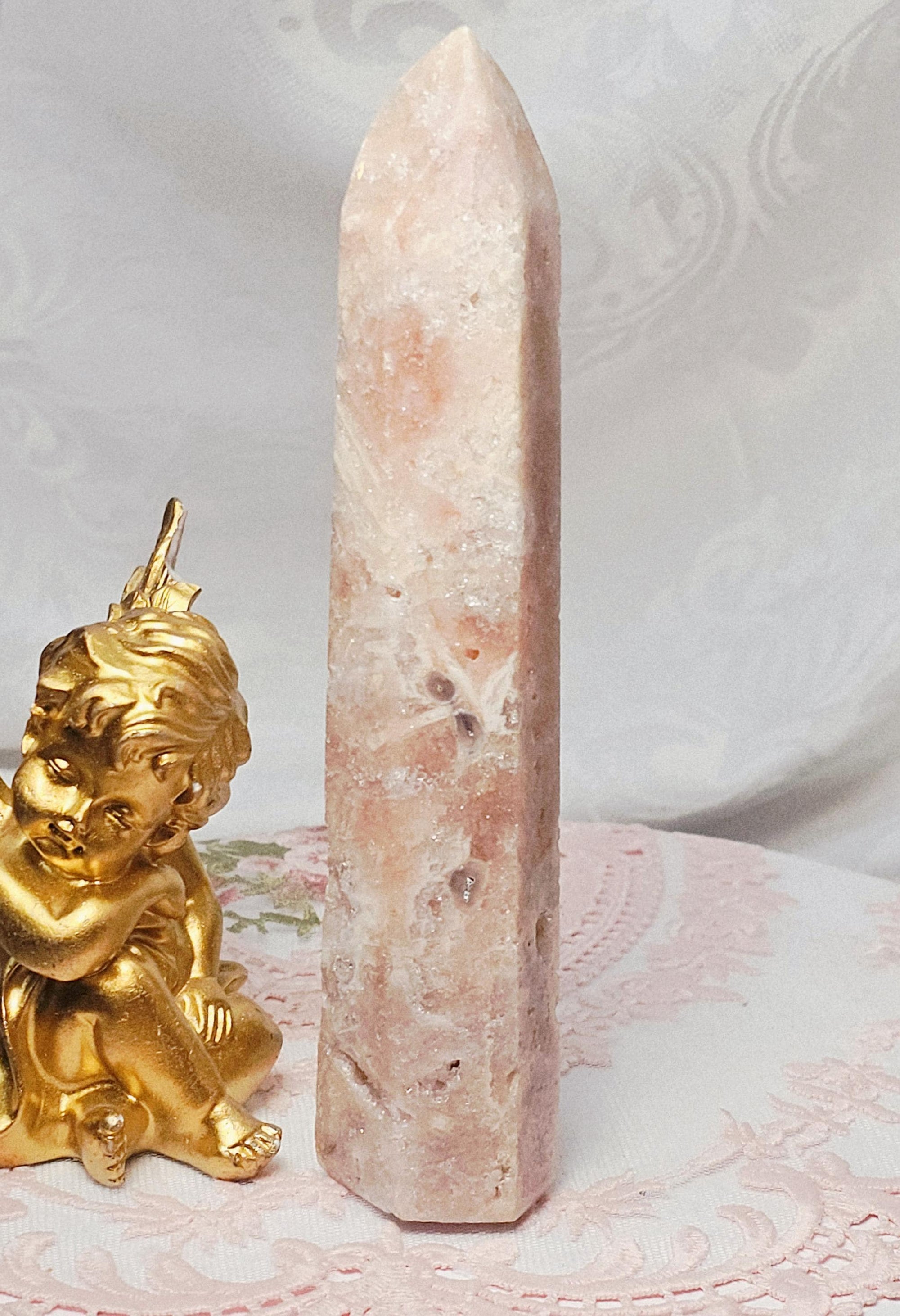 Pink Amethyst Tower with Druzy Tower, Crystal Tower ,Gift