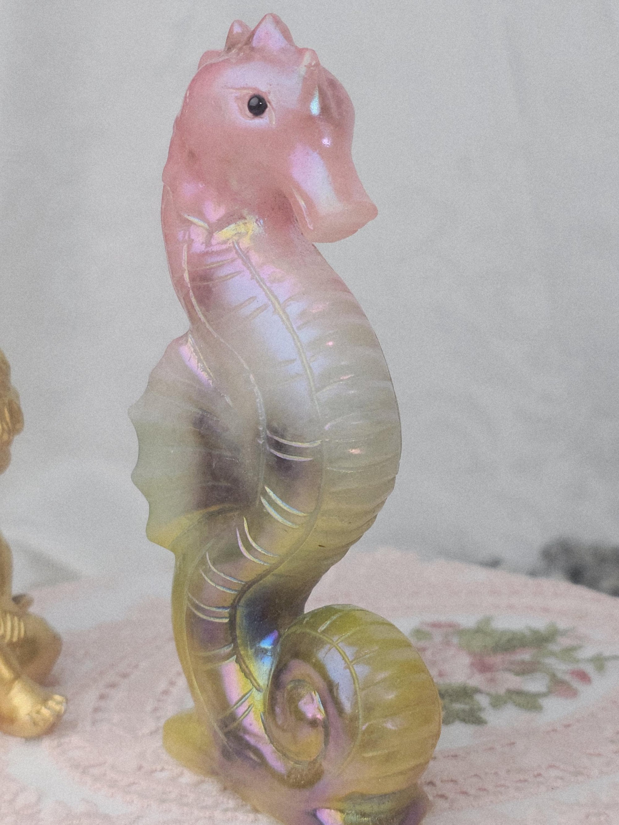 Lg Aura Clear Quartz Seahorse, Home Decor, Aura Clear Quartz Crystal, Crystals