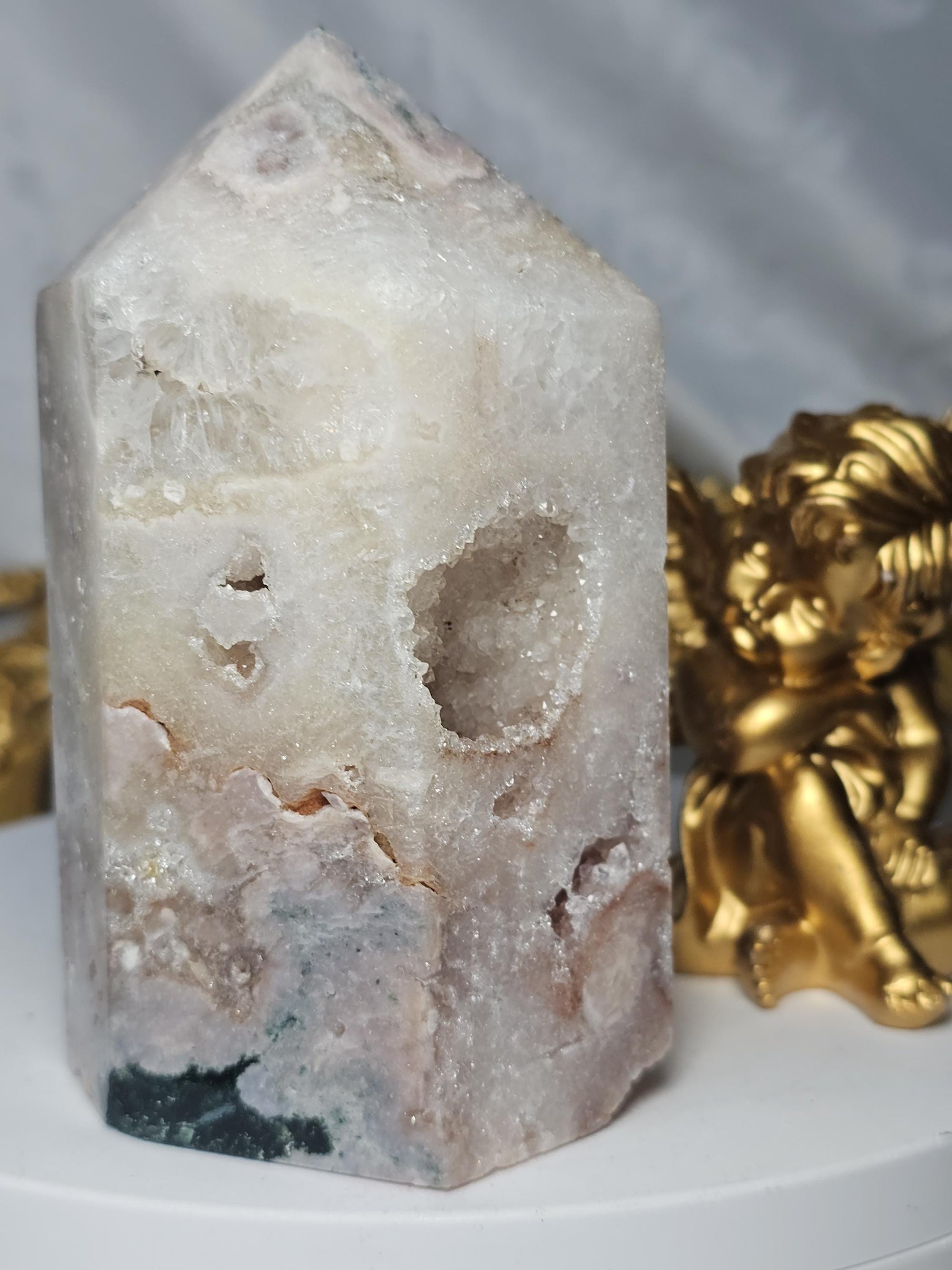 Brazilian Pink Amethyst Druzy Tower, Reiki Infused Crystal Gift