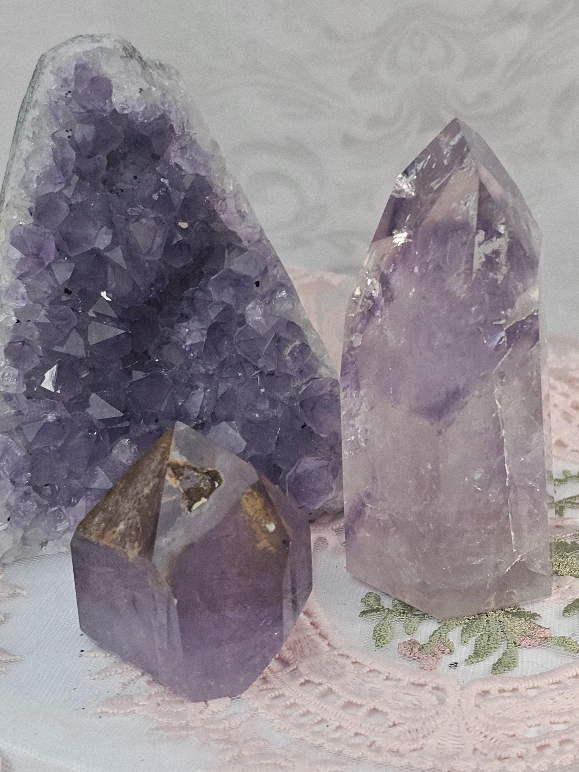 Amethyst Crystal Set, Golden Healer, Phantom Amethyst, Cutbase