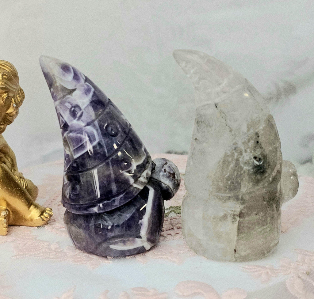 Lg Dream Amethyst or Garden Quartz Gnome, Gnomes, Crystal