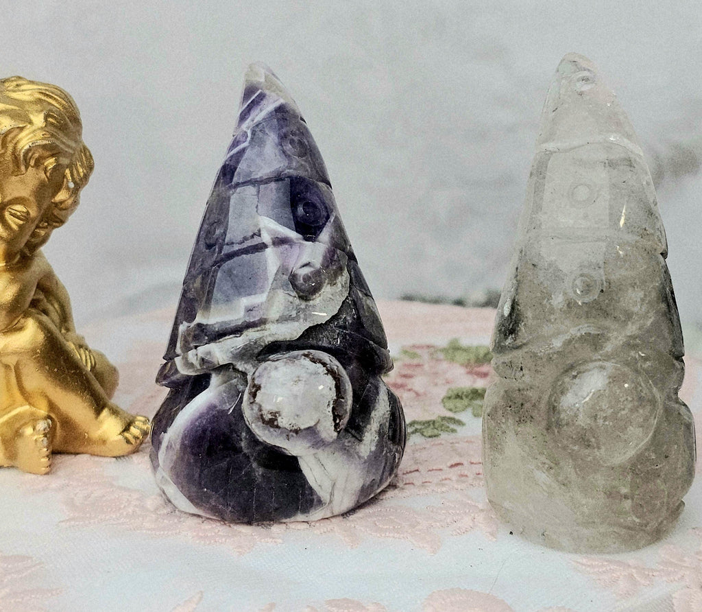 Lg Dream Amethyst or Garden Quartz Gnome, Gnomes, Crystal