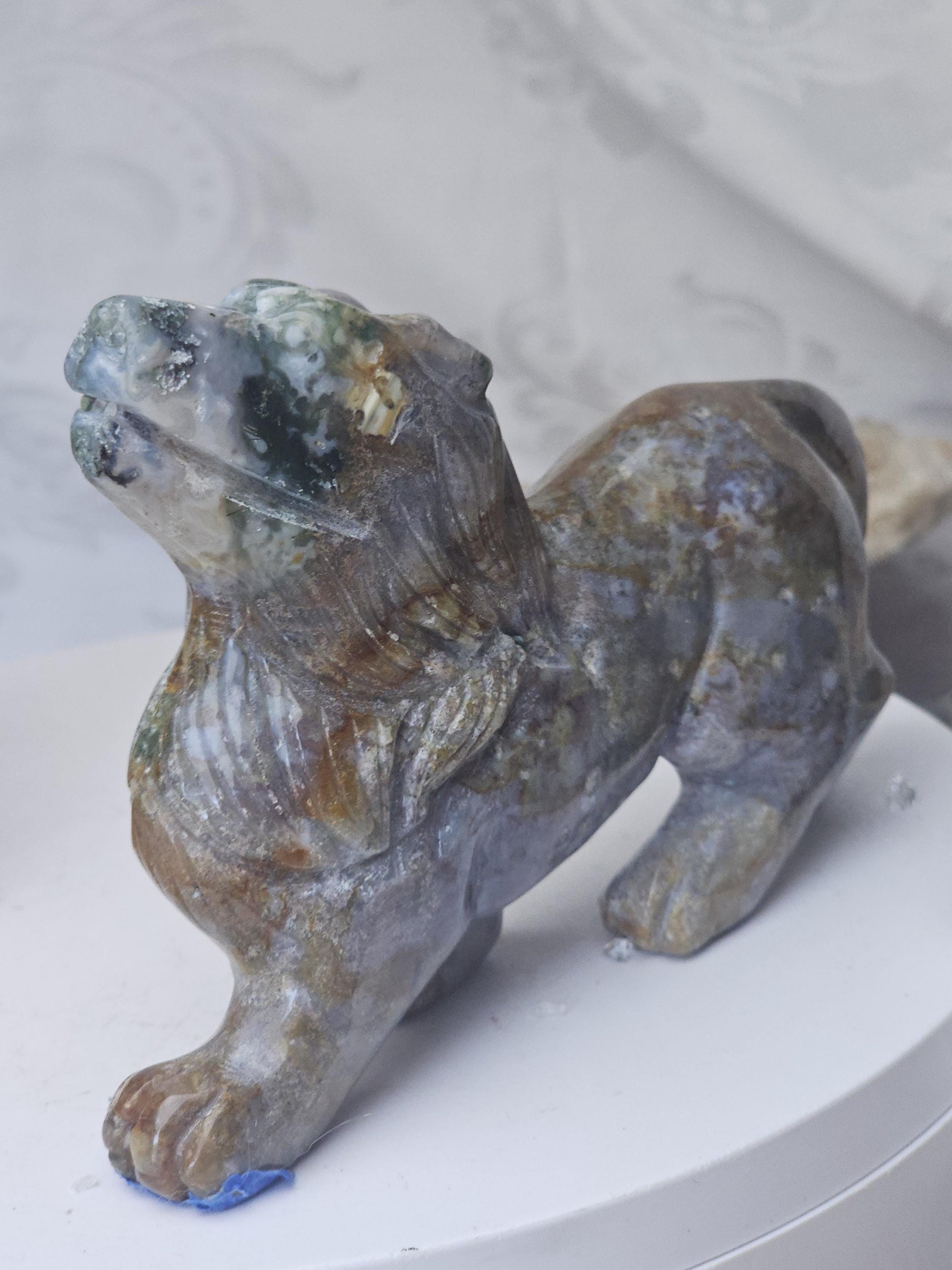 Colorful Druzy Ocean Jasper Wolf, Statement Piece, Wolf